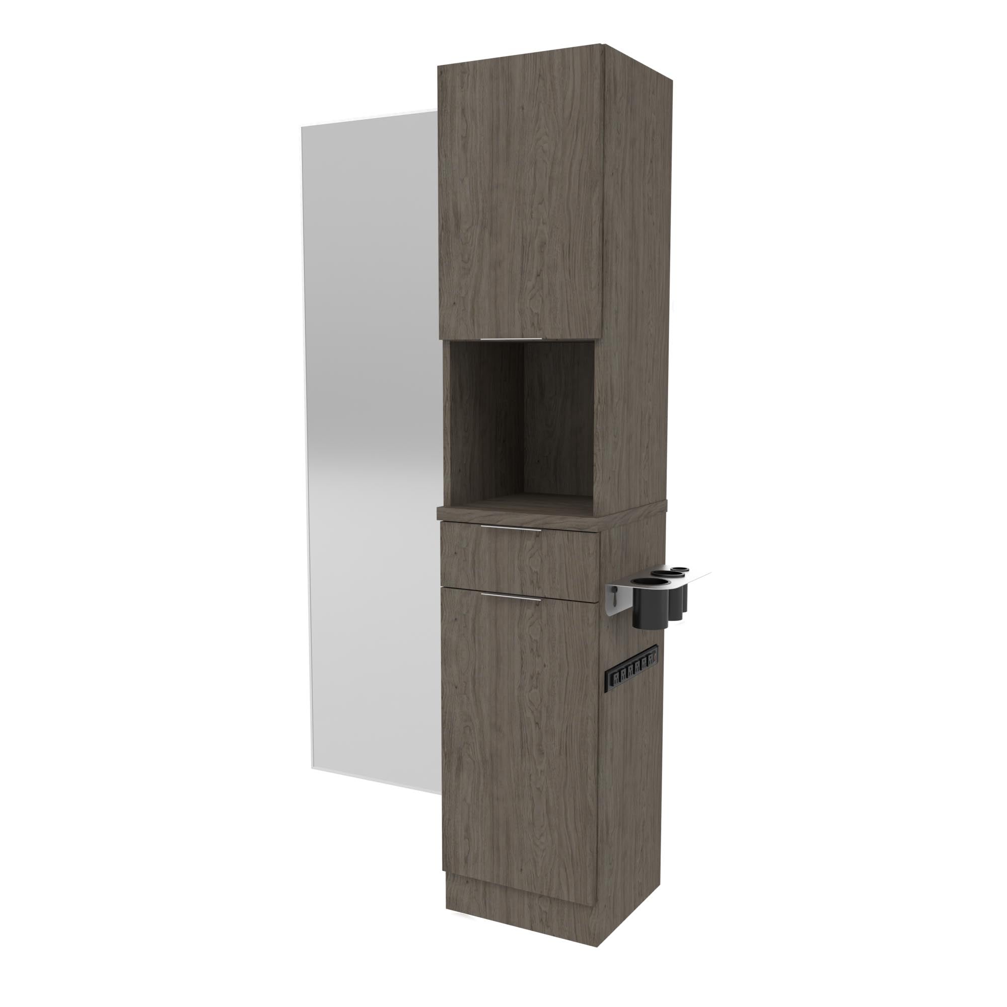 Finley Tower Styling Station with Power Strip - 3-Tier Hair Dryer Holder & Organizer for Salon, Bathroom, and Home Use