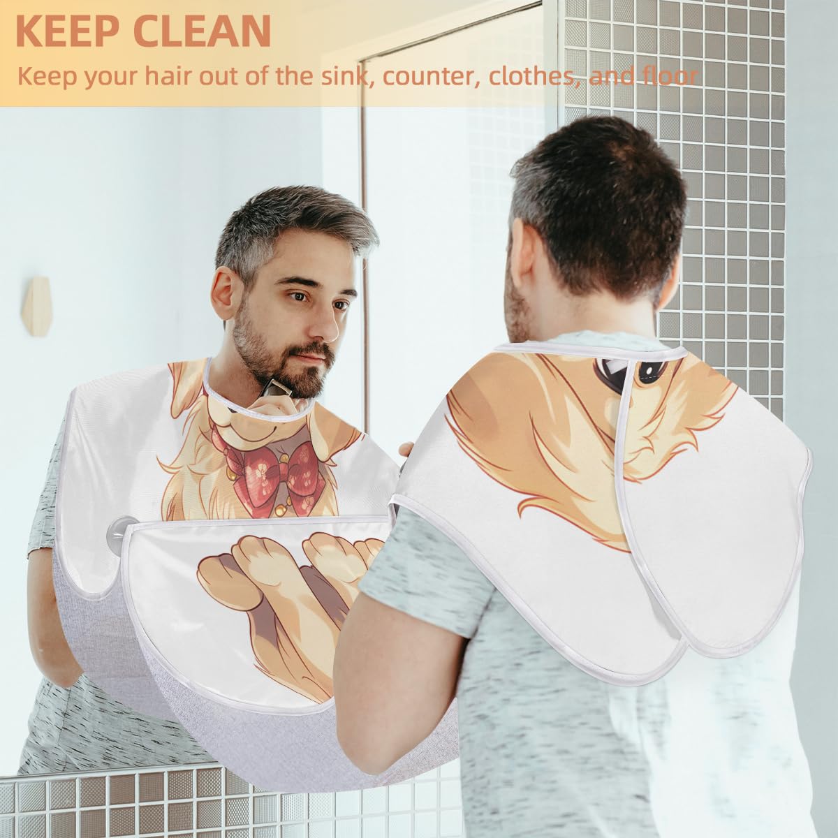 Anime Beard Shaving Bib for Men & Women - Cute Dog Design Hair Dye Apron, Makeup Cape & Barber Accessories - Perfect for Beard Trimming, Haircut, Salon Styling & DIY Home Grooming