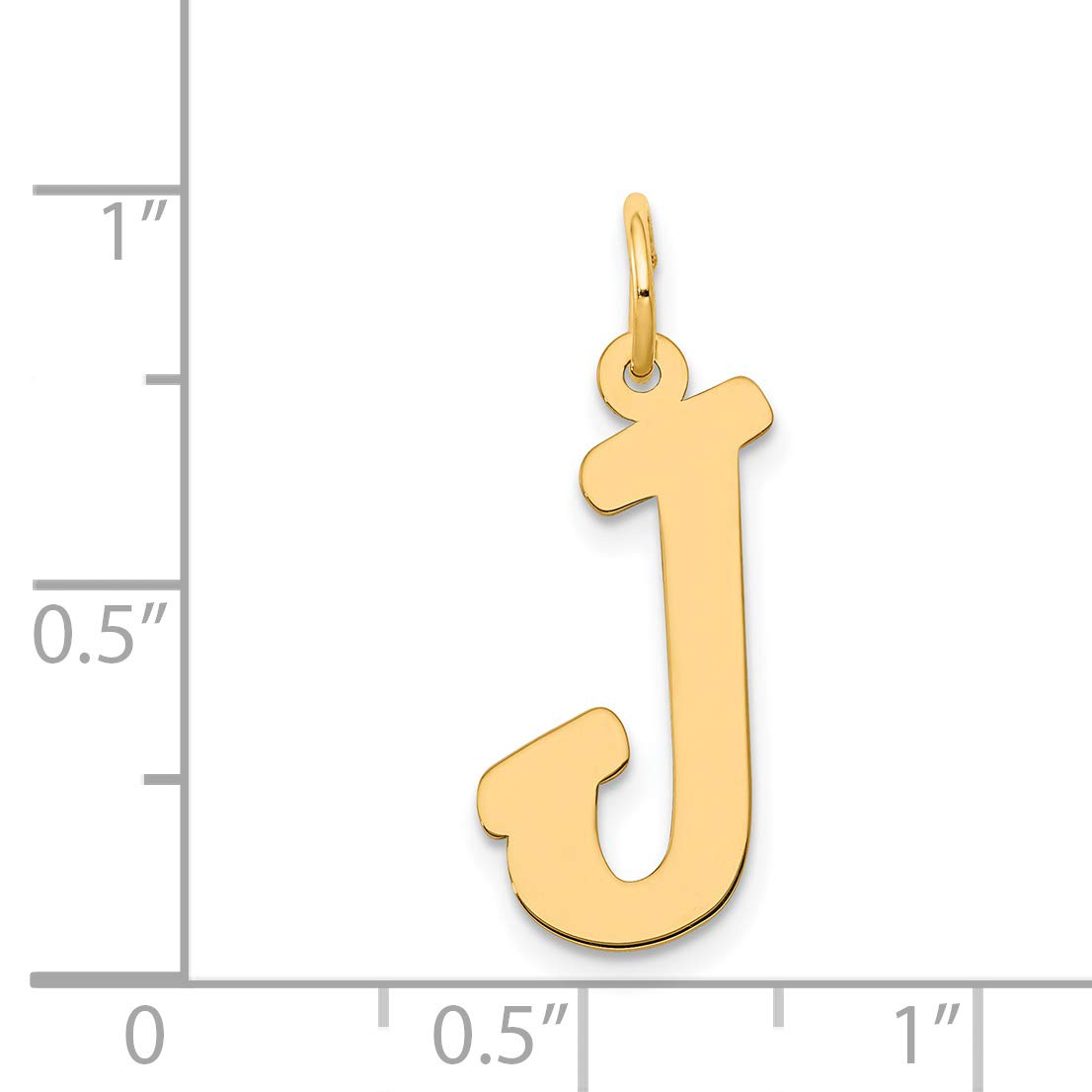 14K Yellow Gold Large Polished Flat Script Letter J Initial Charm Pendant 22x12-17mm - Elegant Personalized Jewelry Gift for Women, Perfect for Necklaces, Bracelets & Special Occasions