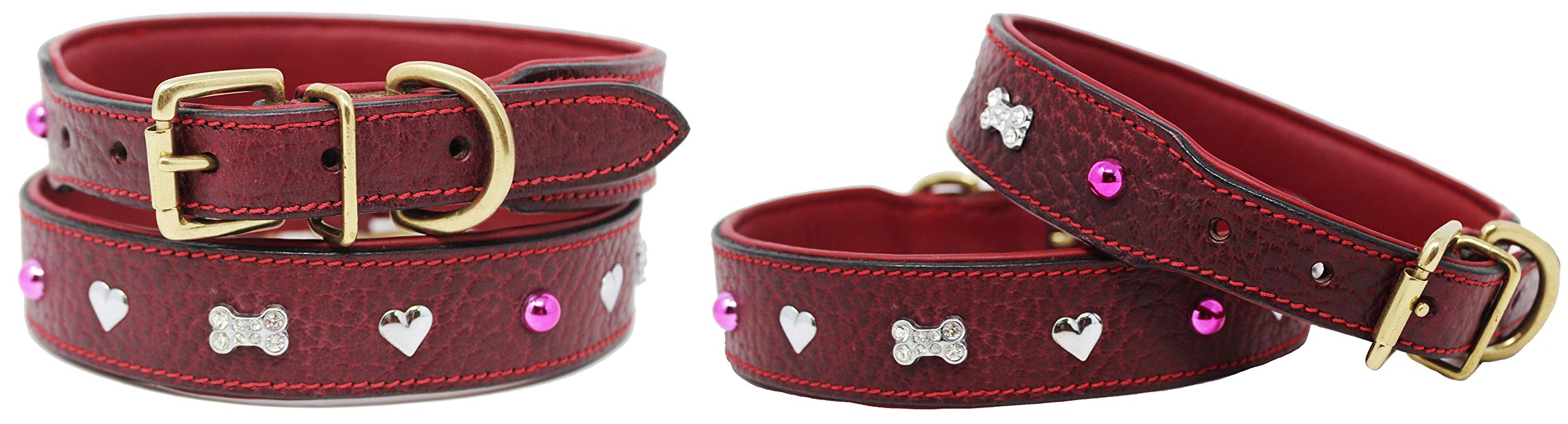 Premium Soft Genuine Leather Padded Dog Collar with Charm - Adjustable Comfort Pet Necklace for Small to Medium Dogs | Perfect for Daily Walks, Training & Fashion Accessories