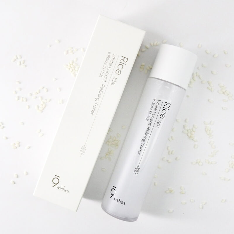 9wishes Rice 72% White Lucent Refining Toner 150ml - Korean Brightening Facial Toner for Glowing Skin | Hydrating & Soothing for Daily Skincare Routine