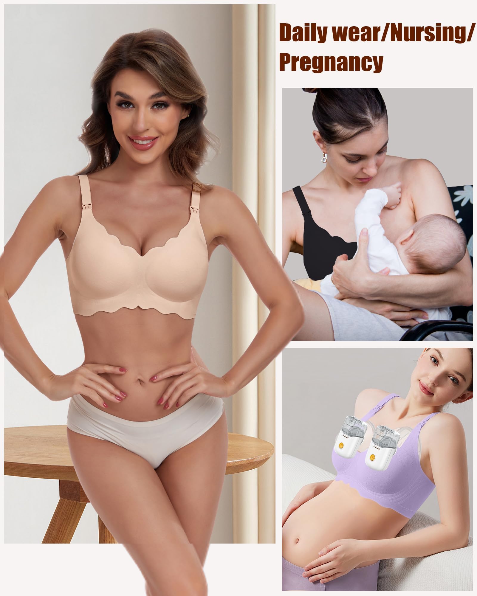 Comfortable Seamless Wireless Nursing Bra for Breastfeeding & Pumping - Maternity & Postpartum Support - Perfect for Daily Wear, Workouts, and Nighttime Nursing