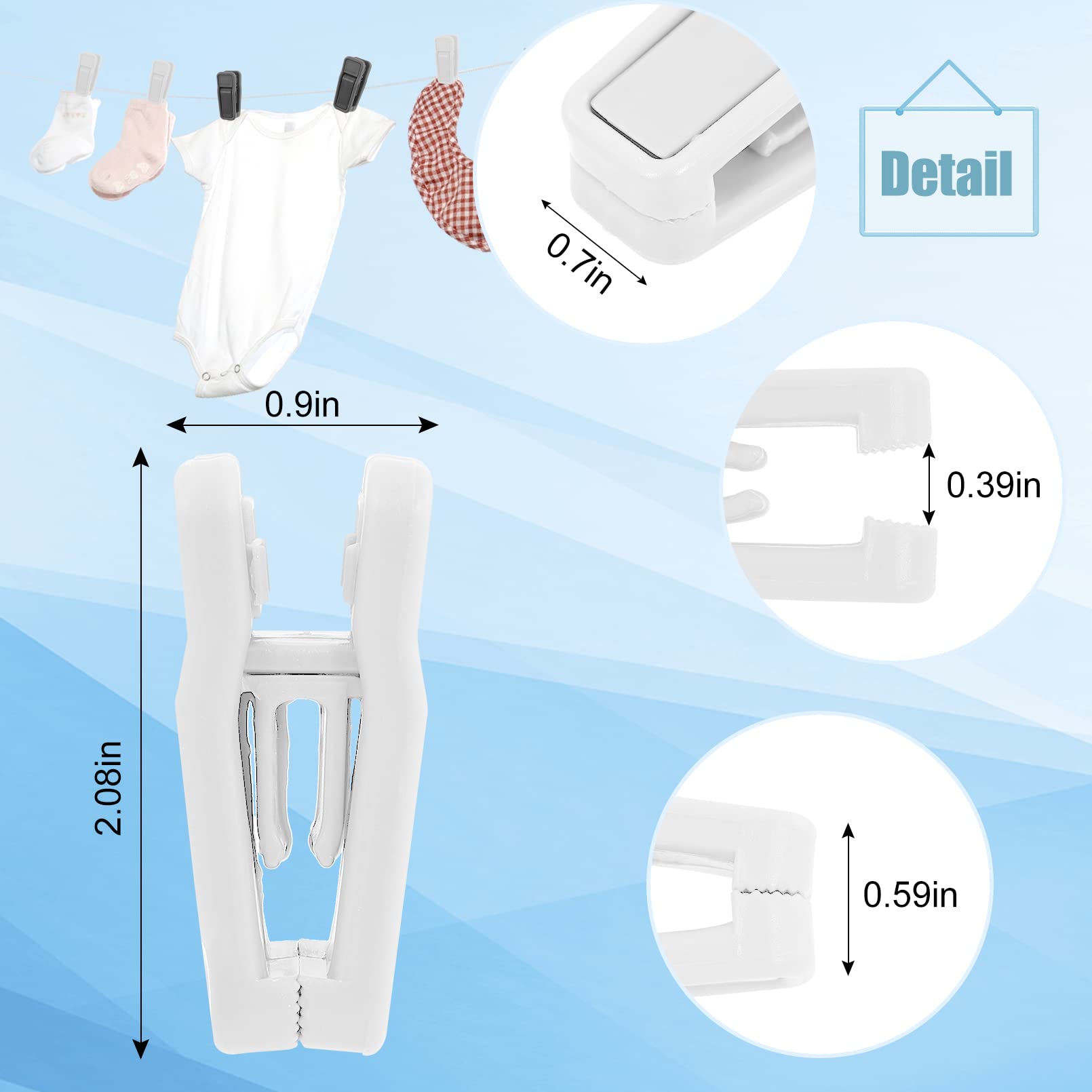 50 Pcs Baby Hanger Clips - Strong Plastic Finger Clips with Pinch Grip for Slim & Velvet Hangers - Perfect for Baby Clothes, Socks & Accessories Organization (White) - Nursery & Laundry Room Essential