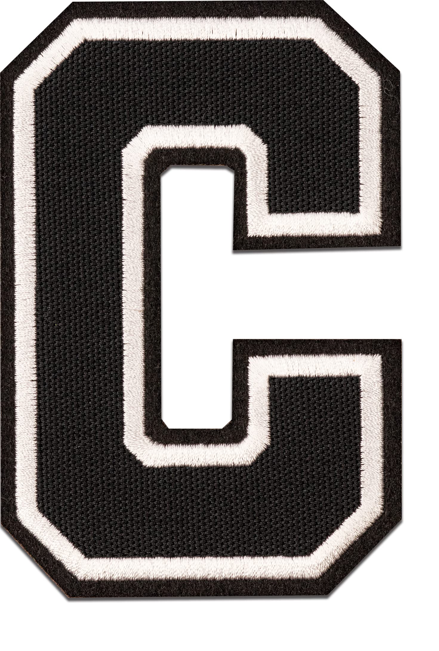Oli and Alex Iron On Letter Patch - Black Alphabet 'C' - 4.5x3.1 Inch Embroidered Sew On or Iron On University Style Patch - Perfect for Jackets, Backpacks, Jeans & DIY Crafts