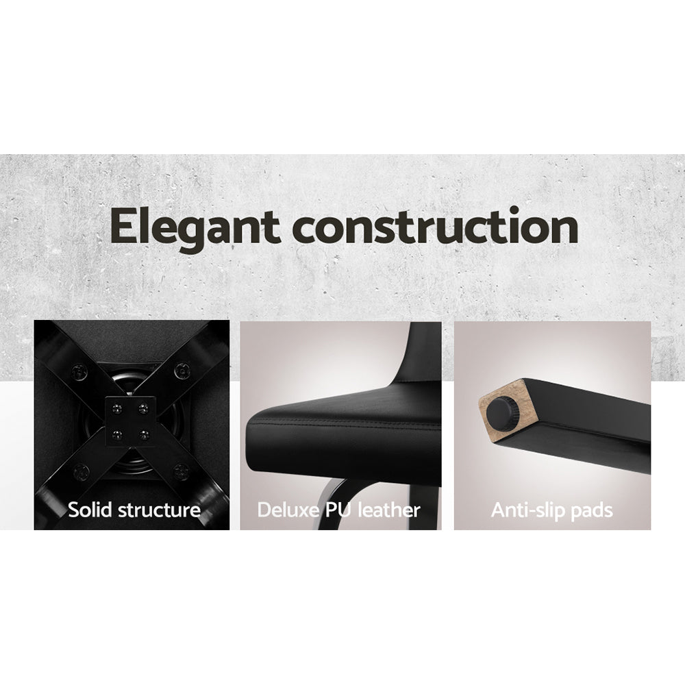 Premium 2-Piece Leather Swivel Bar Stools Set - Adjustable Height Wooden Kitchen Counter Stools for Dining Room, Bar, or Breakfast Nook