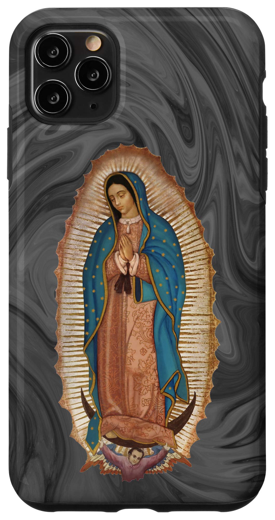 iPhone 11 Pro Max Case with Our Lady of Guadalupe Design - Catholic Blessed Virgin Mary Phone Cover in Gray - Perfect for Religious Protection & Daily Use