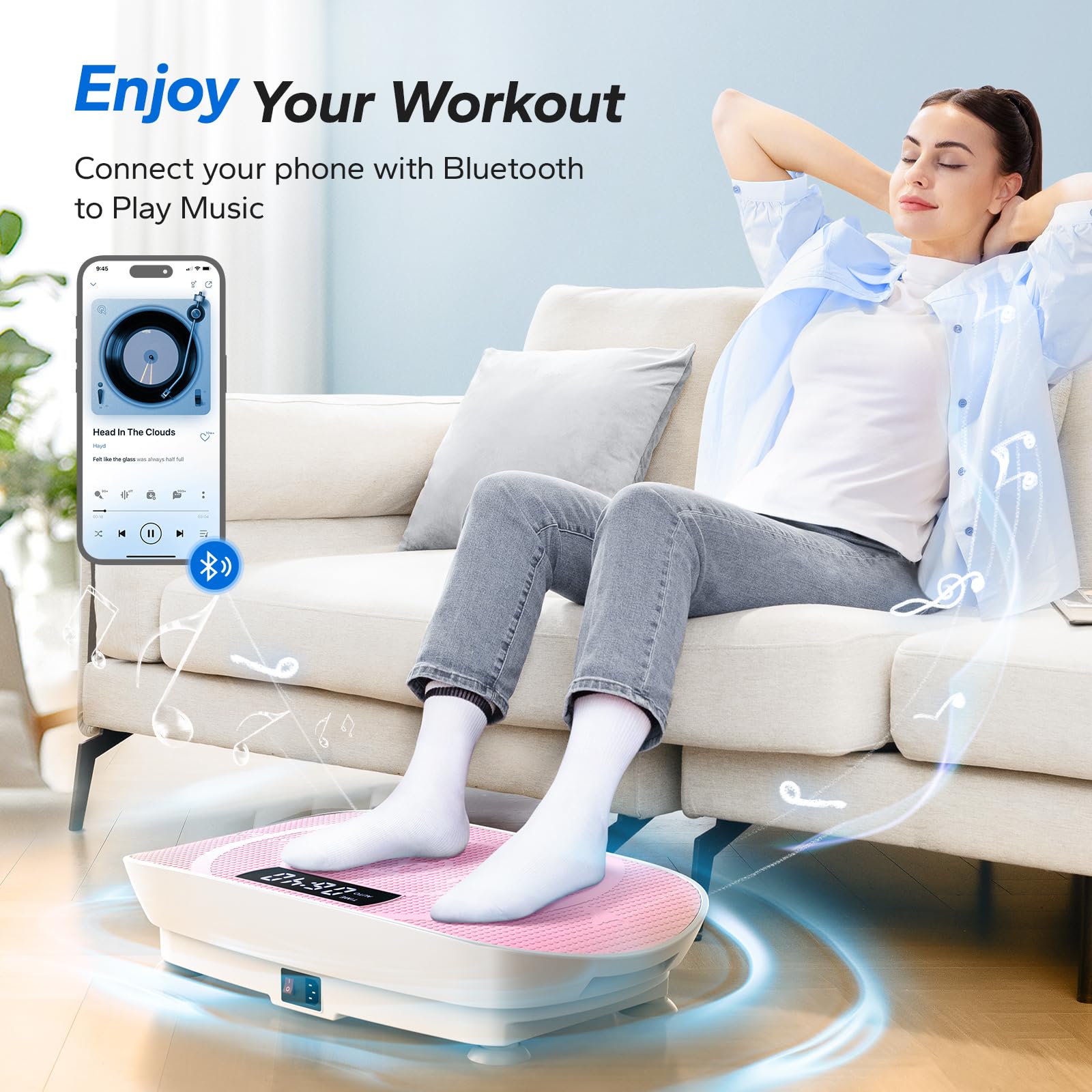 MERACH Vibration Plate Exercise Machine - Whole Body Workout Equipment with Bluetooth & Silicone Pedal for Women | Lymphatic Drainage & Weight Loss | Home Gym Fitness Platform for Toning & Relaxation