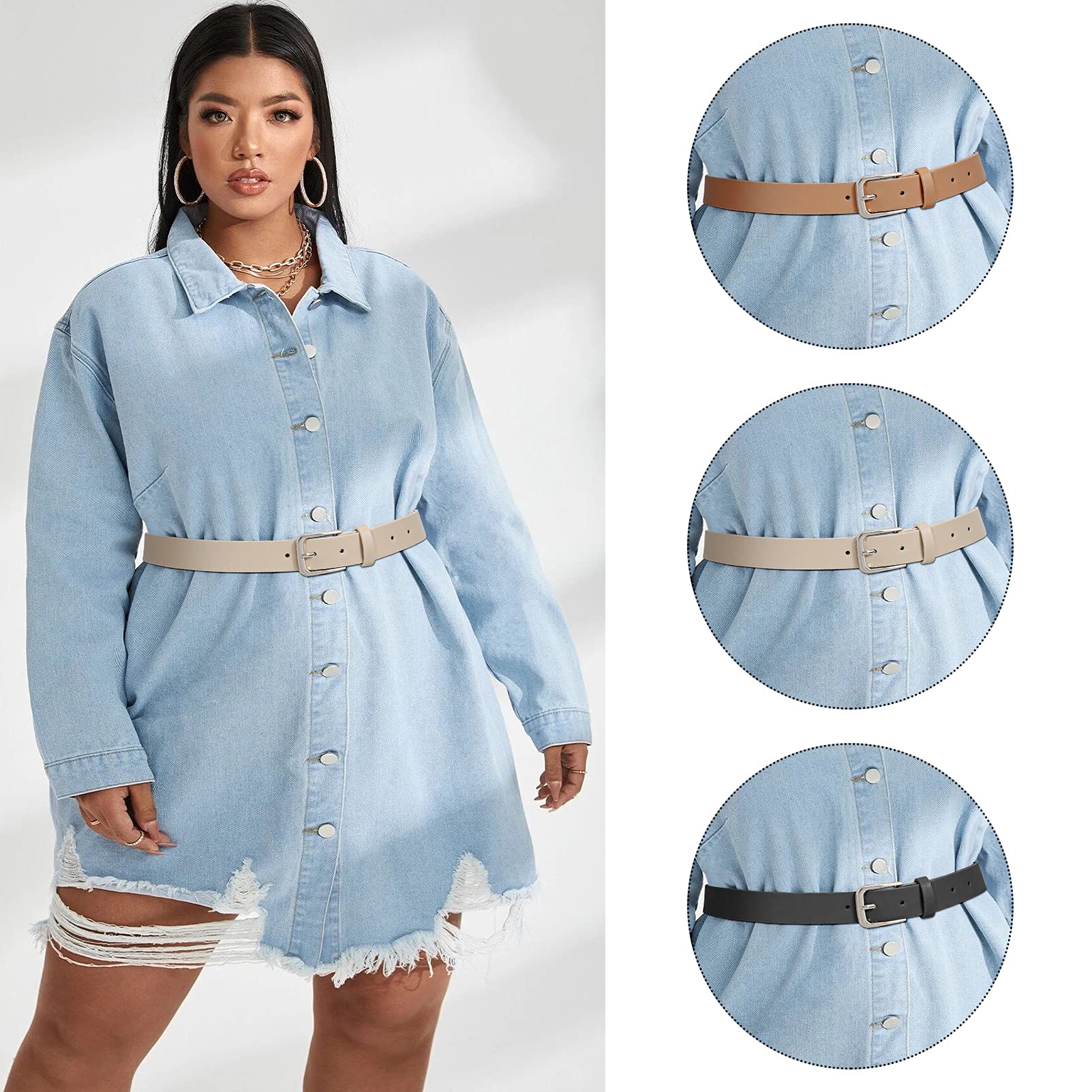 WHIPPY Women's Genuine Leather Casual Belt - Adjustable Waist Belt for Jeans, Pants & Dresses | Fashion Accessory for Everyday Wear, Office & Special Occasions