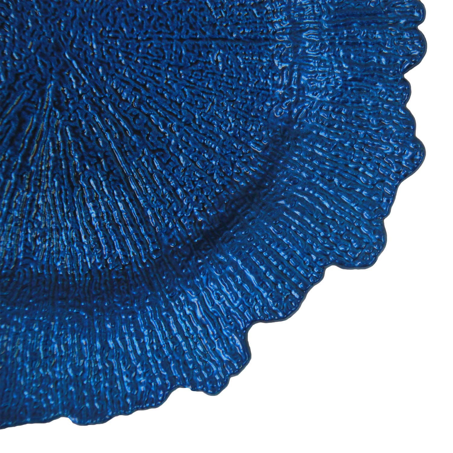 WELMATCH 12-Pack Royal Blue Plastic Charger Plates - 13 Inch Round Floral Sponge Wedding Party Decoration Plates for Elegant Dining, Table Setting & Special Events