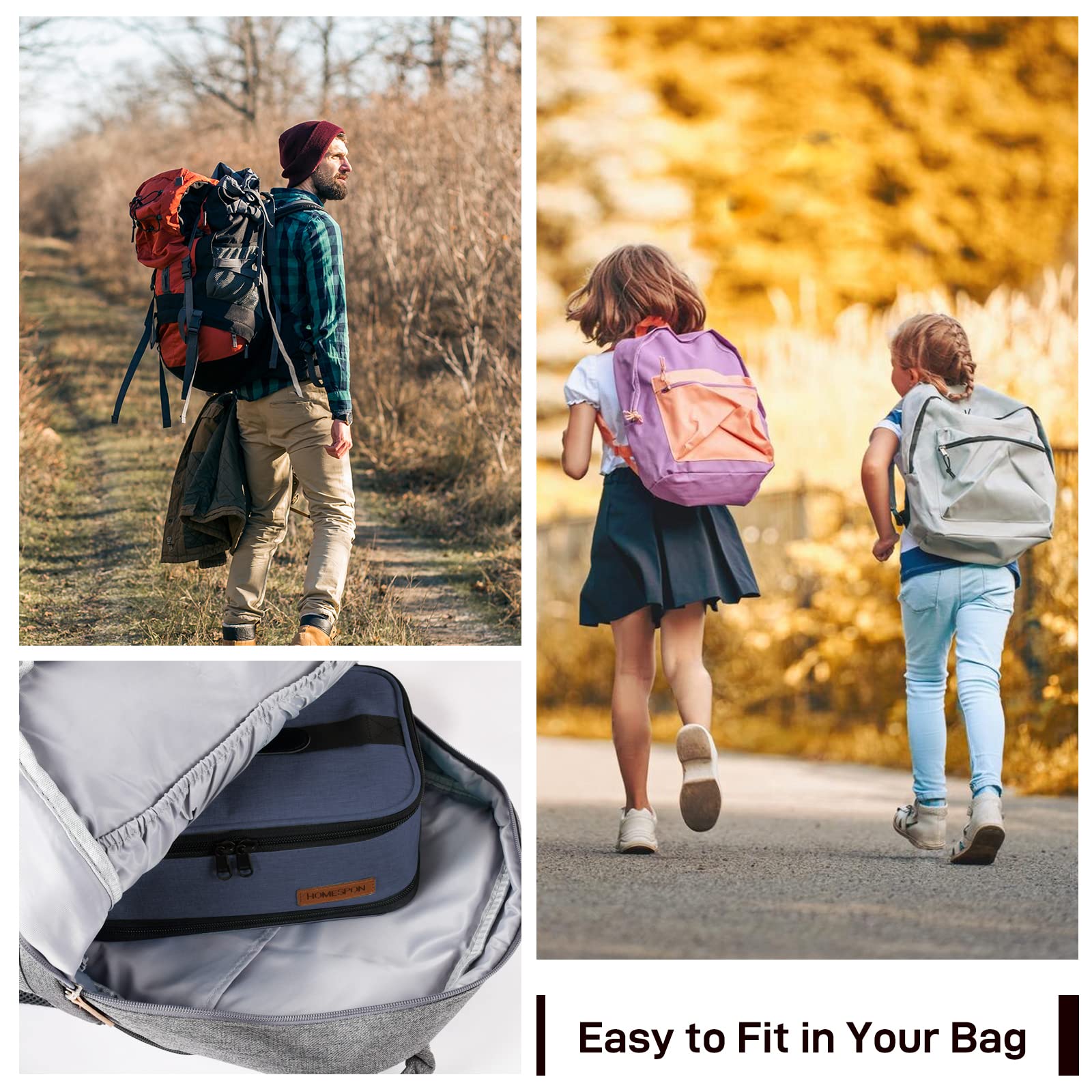 HOMESPON Insulated Expandable Lunch Bag for Men & Women - Leakproof Lunch Box with Handle for Work, School, Picnics & Travel - Perfect for Office, Outdoor Activities & Daily Commute (Blue)