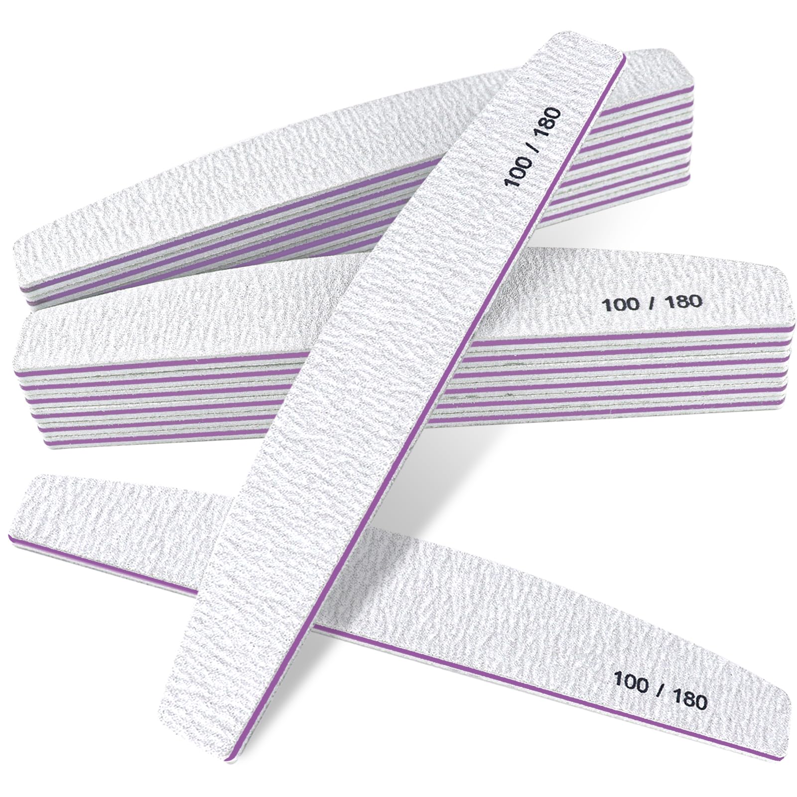 15Pcs Professional Nail Files Set - 100/180 Grit Double Sided Reusable Nail Buffers for Natural, Artificial & Acrylic Nails - Perfect for Home Manicures & Salon Use (Grey)