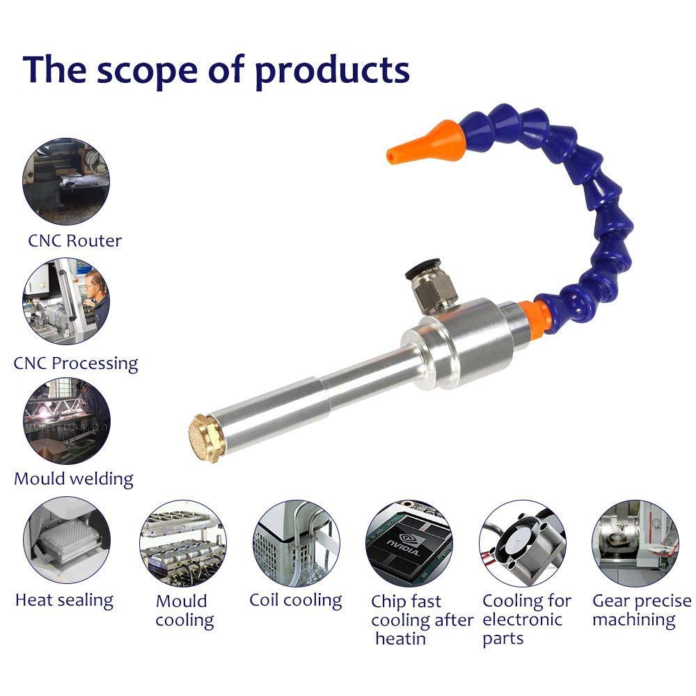 Aluminum Alloy Vortex Cold Air Cooling Gun with Flexible Tube - Hot & Cold Air Blower for Milling, Drilling, Welding & Electronics Repair | Workshop & DIY Tool