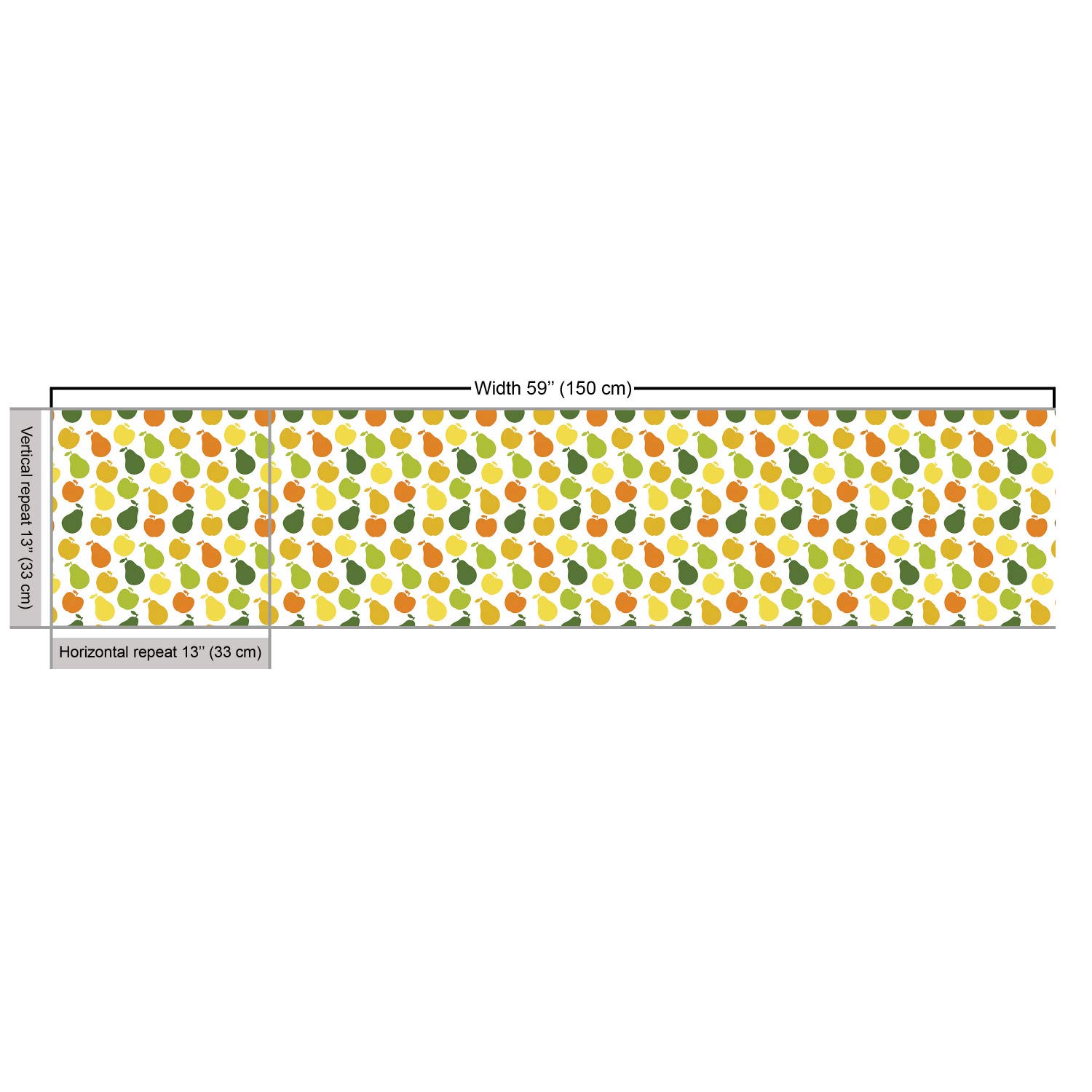 Ambesonne Fruits Fabric by The Yard - Apple & Pear Botanical Print Upholstery Material for Sofa, Curtains, Pillows - 2 Yards Hunter Green & Yellow - Perfect for Home Decor, DIY Crafts, and Sewing Projects