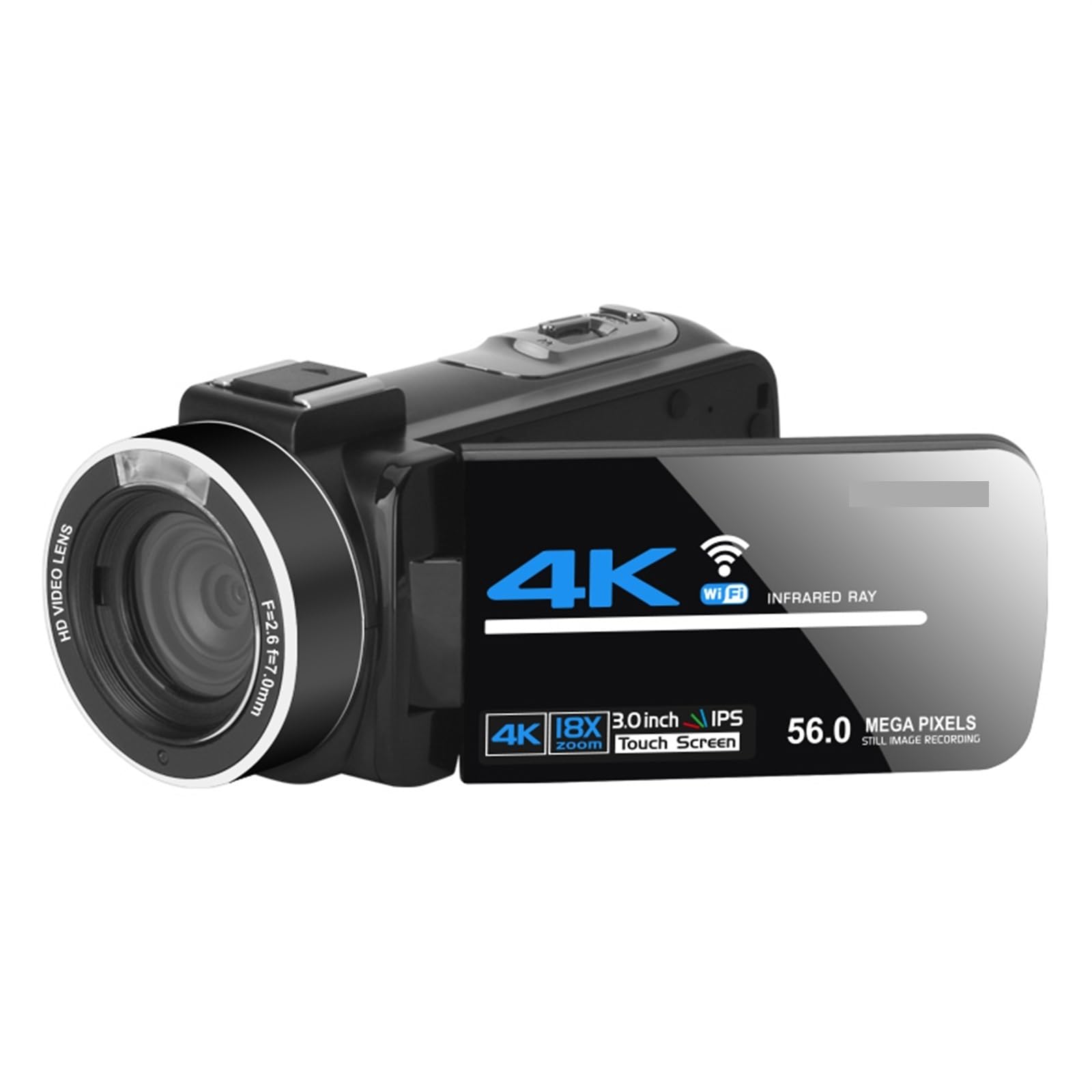 4K WiFi Video Camera with Night Vision - 56MP Vlog Recorder for Outdoor Streaming & Photography (32G SD Card Included)