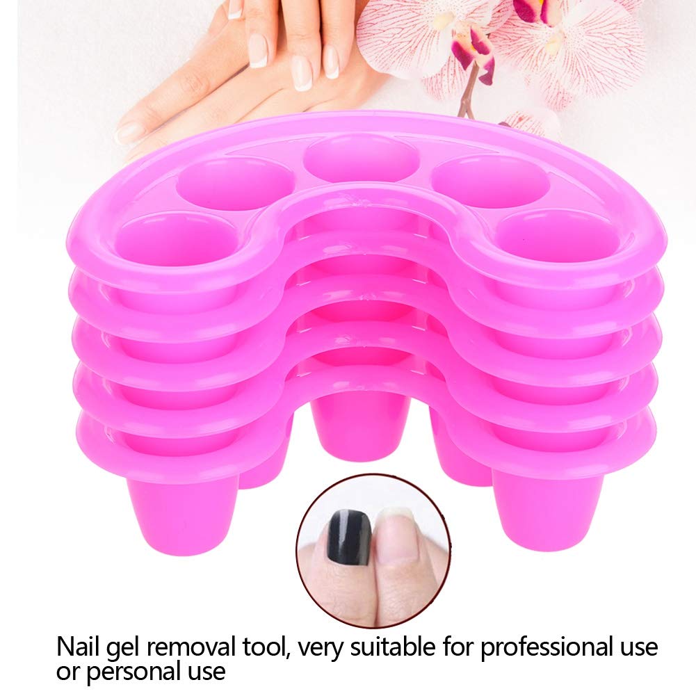 5Pcs Nail Art Soak Bowls - Acrylic & Gel Polish Removal Trays for Manicure Pedicure, Finger Separator Bubble Bath Spa Bowls - Perfect for Salon, Home Nail Care & DIY Spa Treatments