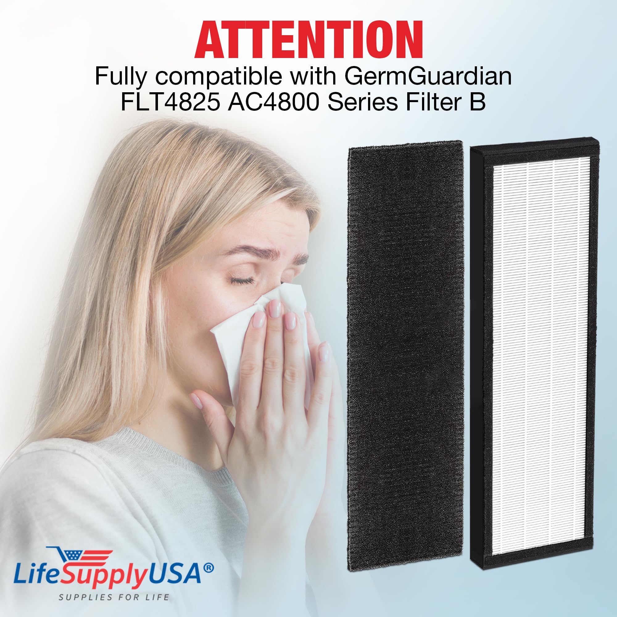 True HEPA Filter Replacement for GermGuardian FLT4825 & AC4800 Series Air Purifiers (2-Pack) - Compatible with GermGuardian Air Purifiers - Perfect for Home, Office, and Bedroom Air Cleaning