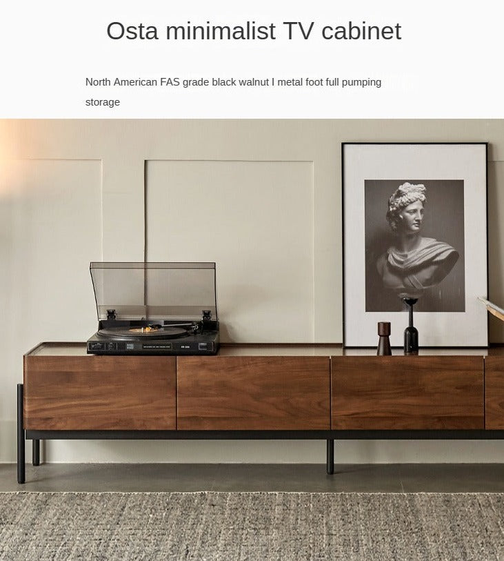 Black Walnut Solid Wood TV Stand - Modern Entertainment Center for Living Room, Bedroom, Home Theater | Durable Hardwood Media Console with Storage Shelves | Perfect for TV, Gaming, Streaming & Home Decor