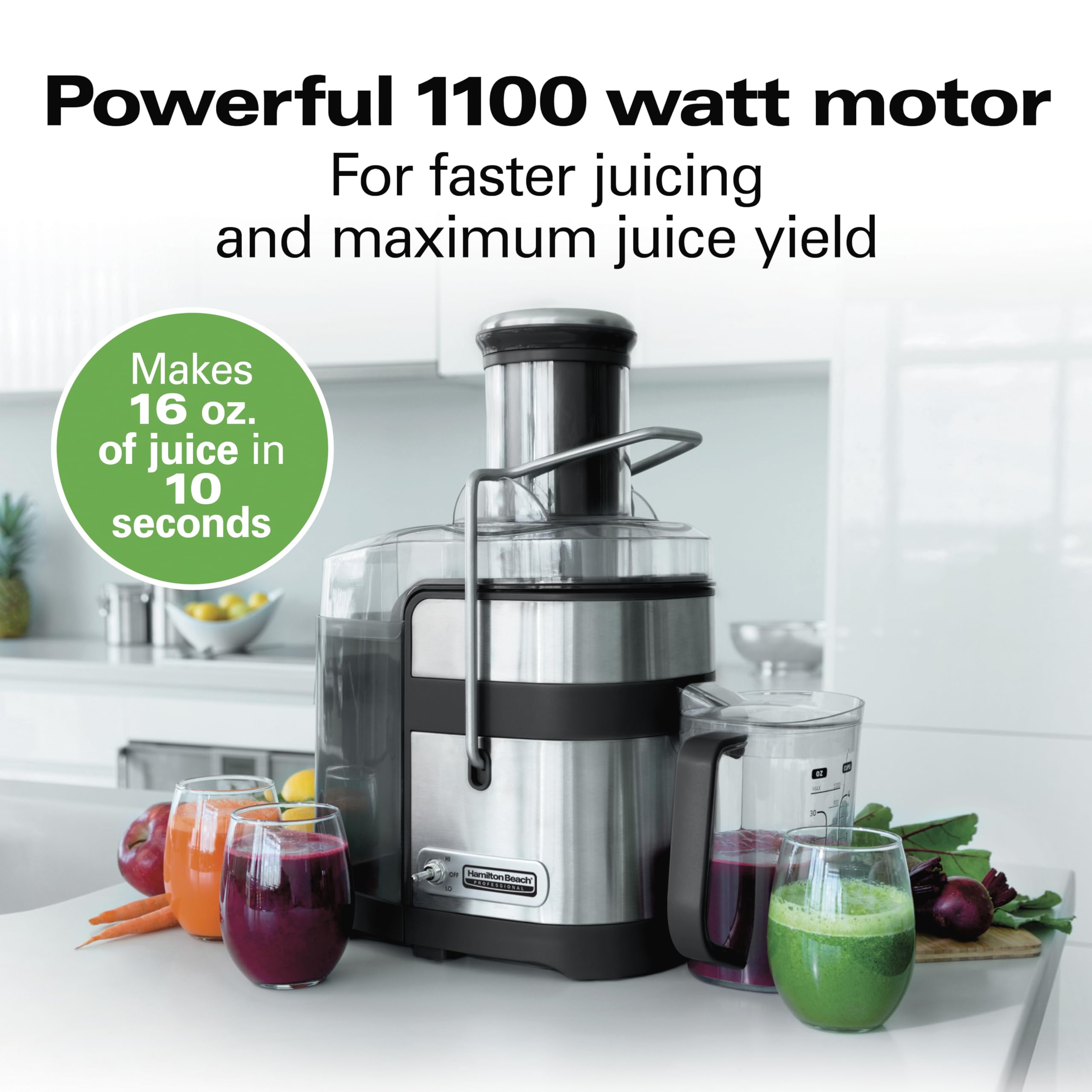 Hamilton Beach Professional Juicer Machine - 1100W High-Power Centrifugal Extractor with 3.5