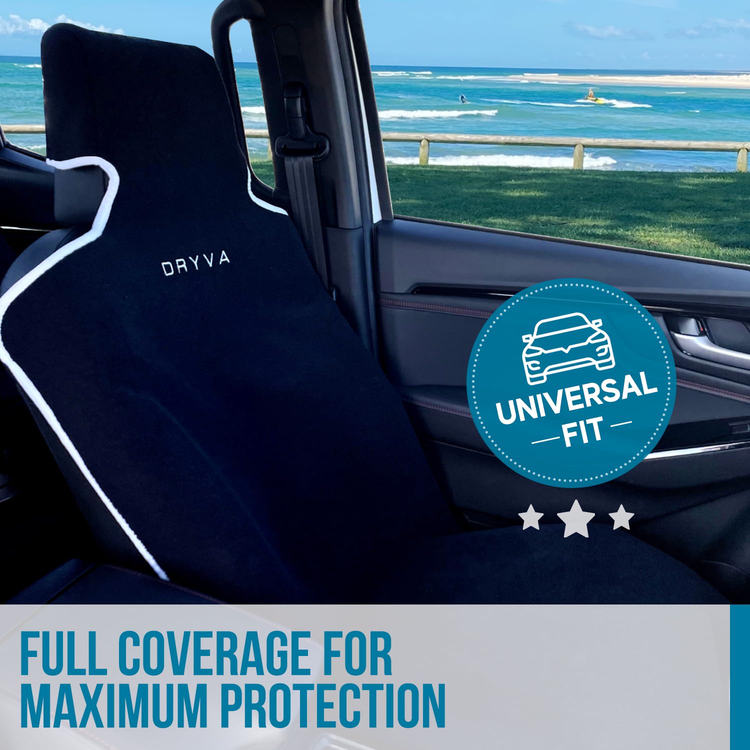 DryvaSeat Premium Microfiber Car Seat Covers - Waterproof & Sweatproof Seat Protectors for Cars, Trucks, SUVs & Vans - Universal Fit, Non-Slip, Machine Washable (Black, 2 Pack) - Perfect for Road Trips, Daily Commutes & Pet Protection