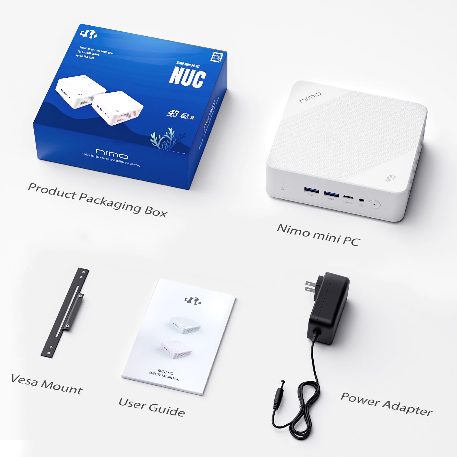 NIMO Mini PC Desktop Computer - 16GB RAM, 1TB SSD, Intel 12th Gen N100 Processor (Outperforms i3-1115G4) with USB 3.2, Bluetooth 5.2, WiFi 6, 4K Triple Display Support | Compact Micro Computer for Students, Home Office, Gaming & Entertainment