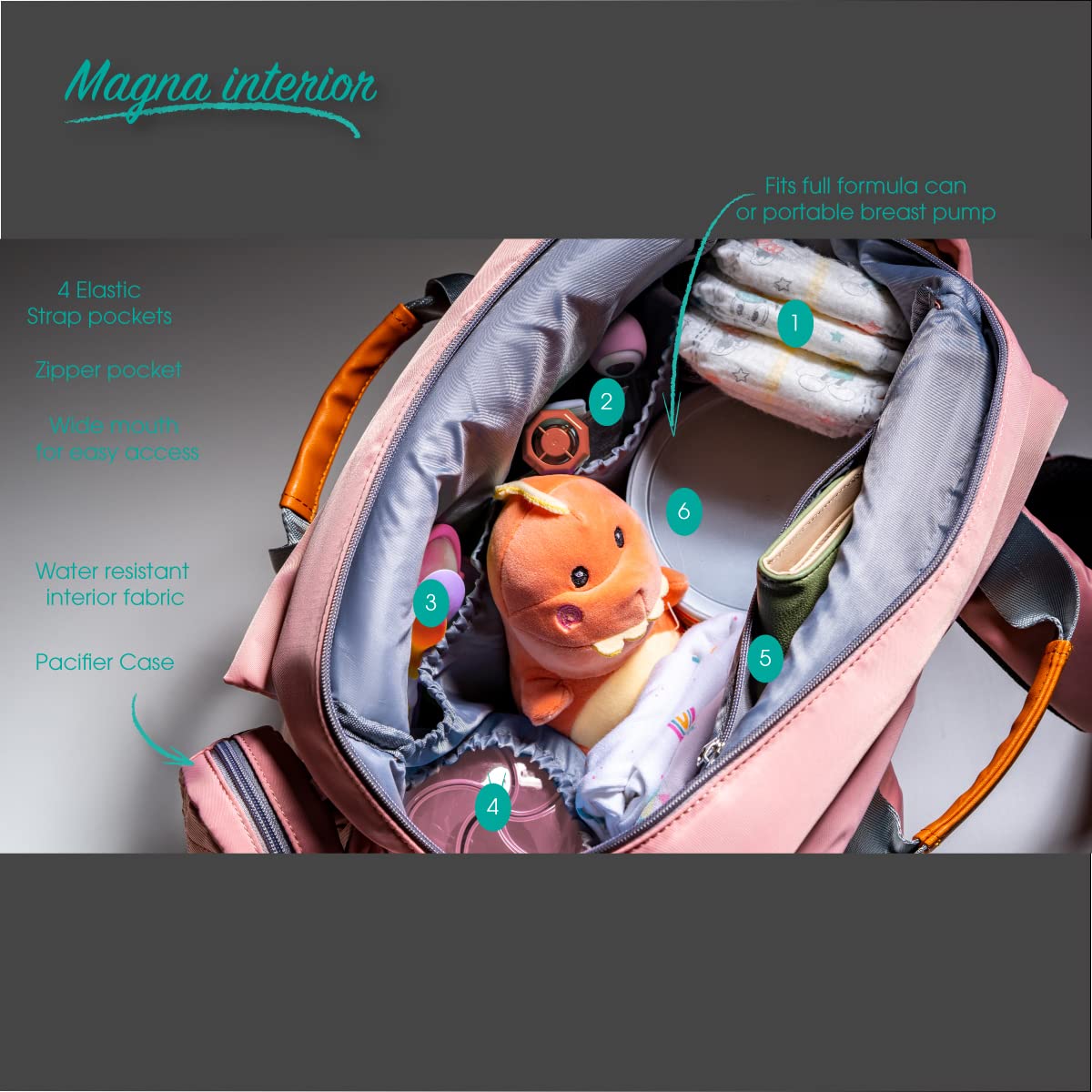 Clamera Diaper Bag Backpack – 5-in-1 Magnetic Travel Backpack with Changing Pad & Organizer Pockets – Large Baby Bag for Moms, Stroller Hanging & On-the-Go Parenting – Perfect for Daycare, Travel & Family Outings
