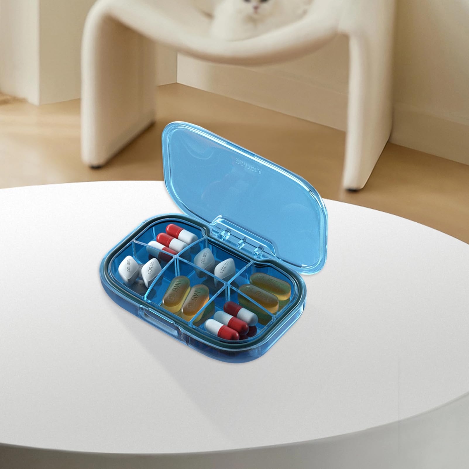 Portable Travel Pill Organizer - Compact Medicine Case with Dispenser for Pills, Vitamins & Medications | Perfect for Travel, Office & Daily Use
