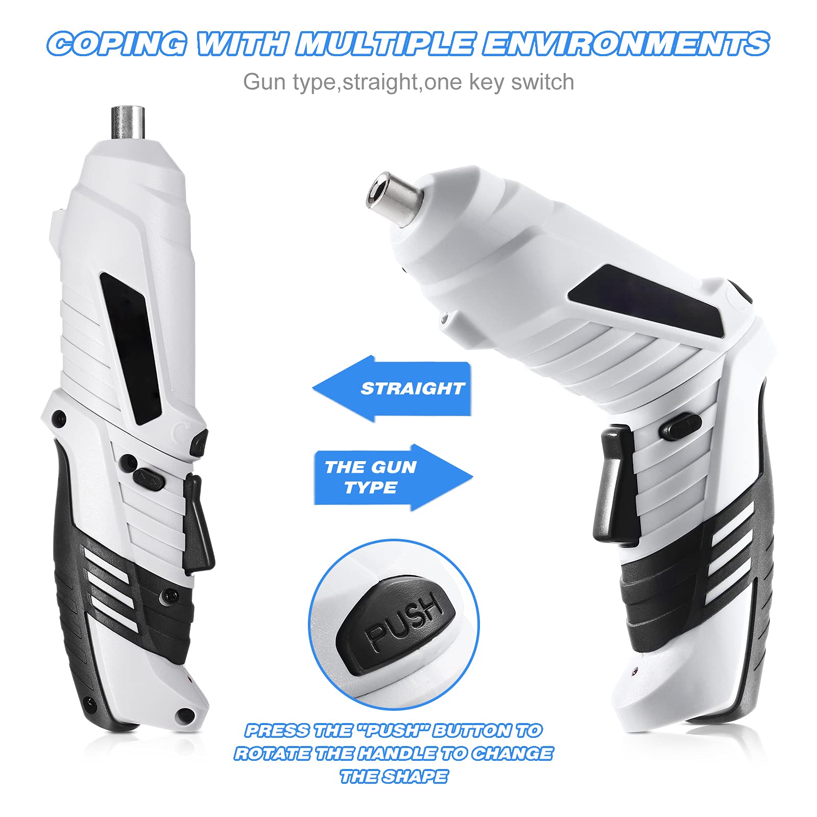 10Pcs Cordless Drill Driver Kit with Rechargeable Electric Screwdriver & Twist Drill Bits - Perfect for Home DIY, Office Repairs & Workshop Projects (Black/White)