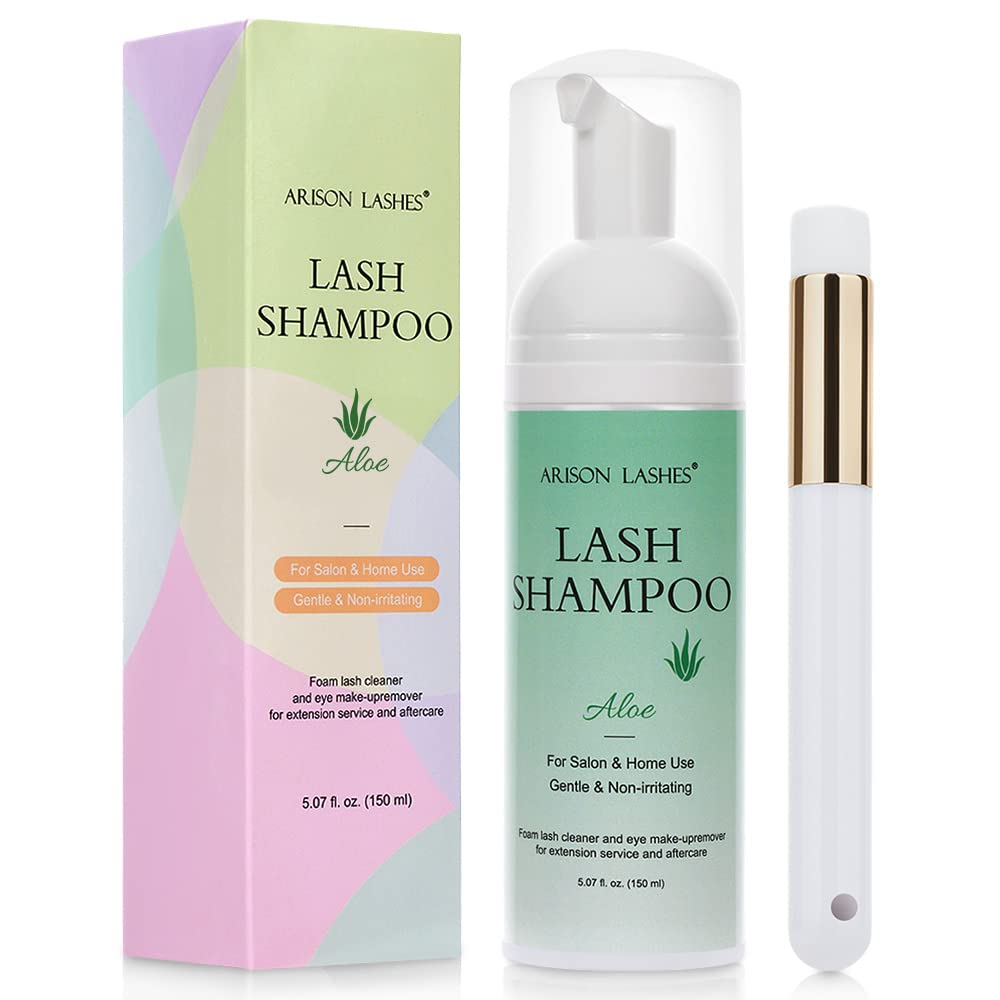 Arison 150ml Lash Extension Shampoo - Gentle Foaming Cleanser for Eyelash Extensions | Fragrance-Free, Natural Formula | Safe Eyelid Makeup Remover | Perfect for Daily Lash Care & Salon Use