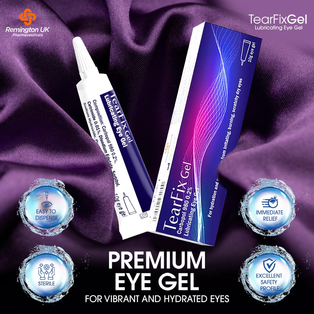 TearFix Carbopol 980 0.2% Lubricating Eye Gel for Dry, Irritated & Tired Eyes - Soothing Eye Drops for Contact Lens Wearers & Computer Users (1 Pack) - Perfect for Nighttime Relief & Office Work