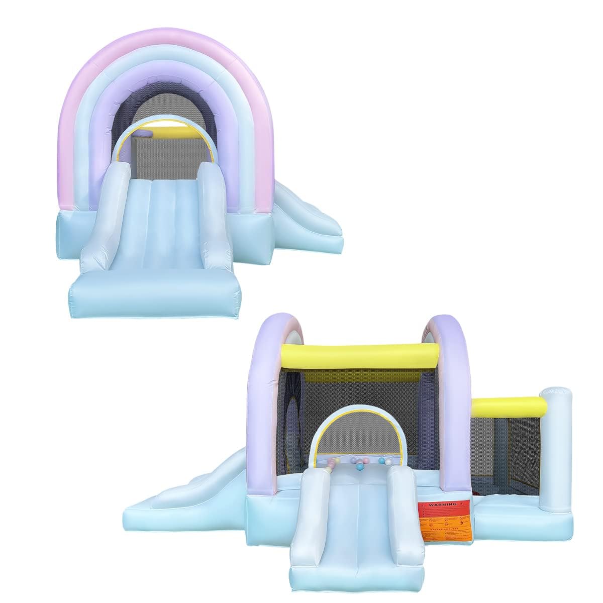 RETRO JUMP Inflatable Bounce House for Kids - Blue Marshmallow Bouncy Castle with Slide, Ball Play Room & Basketball Hoop | Outdoor Inflatable Playhouse with Blower, Balls, Patch Kits & Stakes | Perfect for Birthday Parties, Backyard Fun & Outdoor Playdates