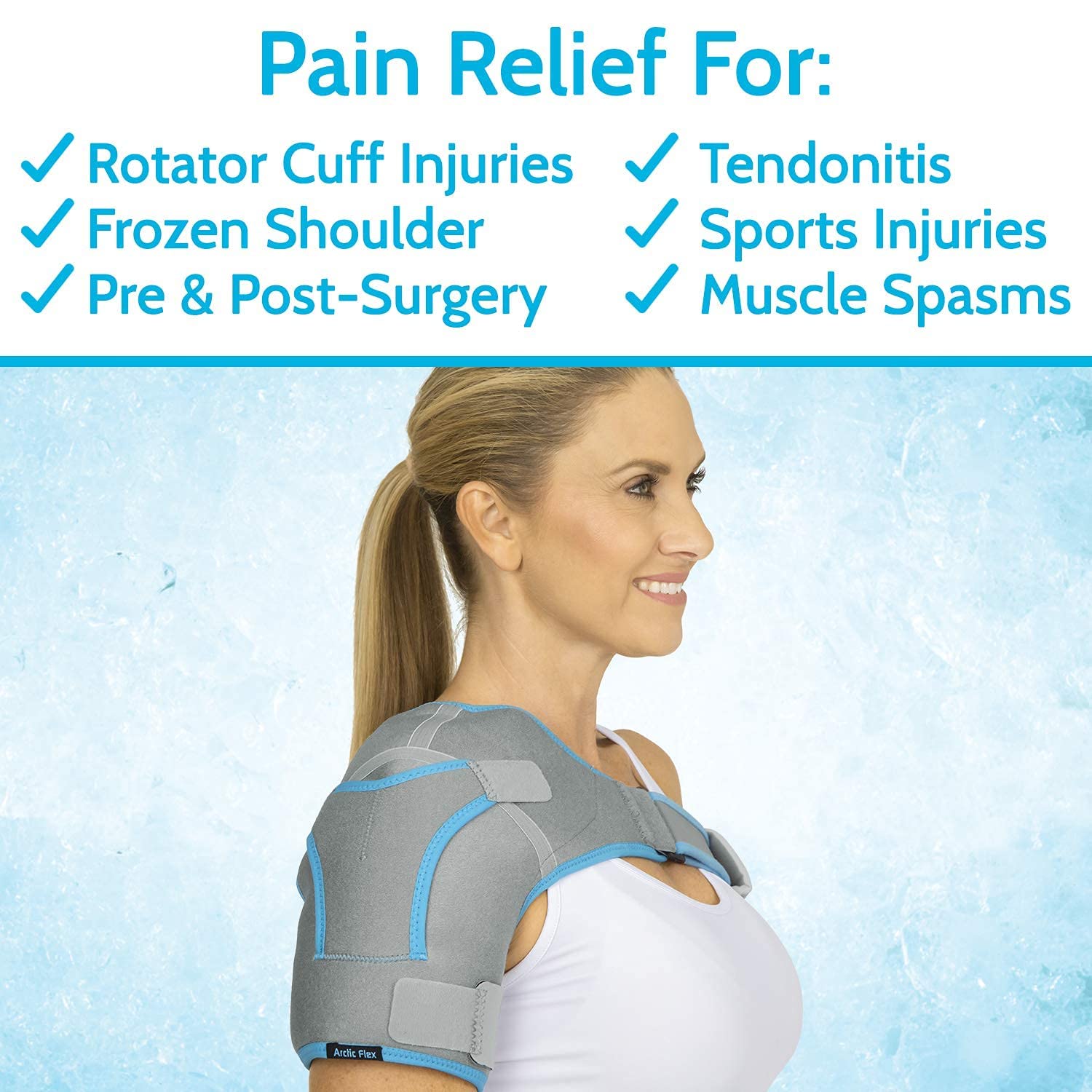 Arctic Flex Shoulder Ice Pack Brace - Reusable Cold & Hot Therapy Gel Wrap for Pain Relief - Compression Support for Tendonitis, Dislocated Joint, Rotator Cuff (Left & Right Arm) - Ideal for Post-Surgery Recovery, Sports Injuries & Arthritis Pain Management