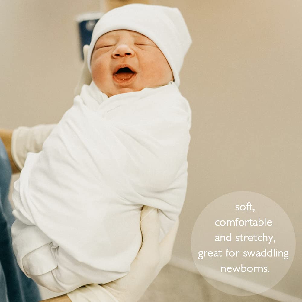 OWLOWLA Baby Swaddle Blanket & Hat Set - Soft Newborn Swaddle Wrap & Receiving Blanket for Boys & Girls (Baby Blue) - Perfect for Hospital, Home & Photo Shoots