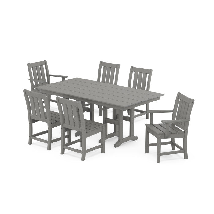 POLYWOOD Oxford 7-Piece Farmhouse Dining Set - Outdoor Patio Furniture with Weather-Resistant Chairs & Table - Perfect for Backyard, Garden, and Poolside Dining