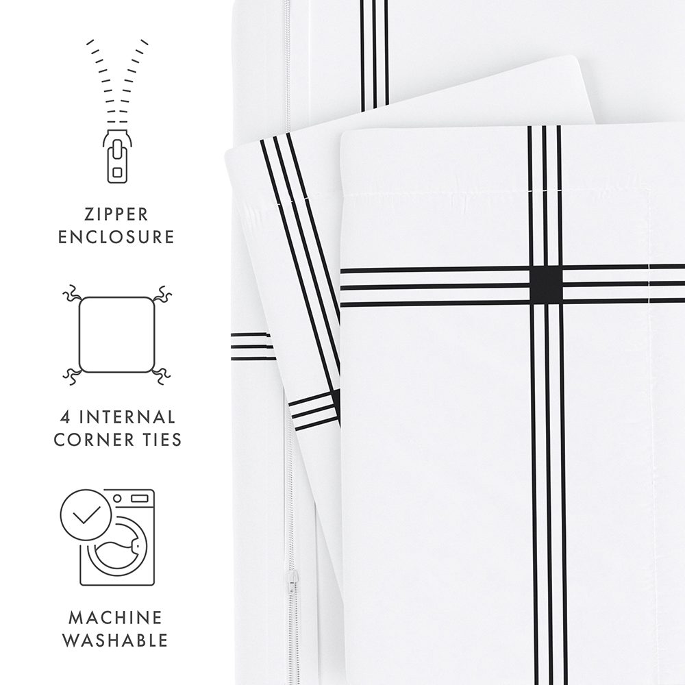 Stylish Grid Pattern 3-Piece Duvet Cover Set - Queen Size, Soft & Breathable Bedding - Perfect for Modern Bedrooms, Guest Rooms & Dorm Decor