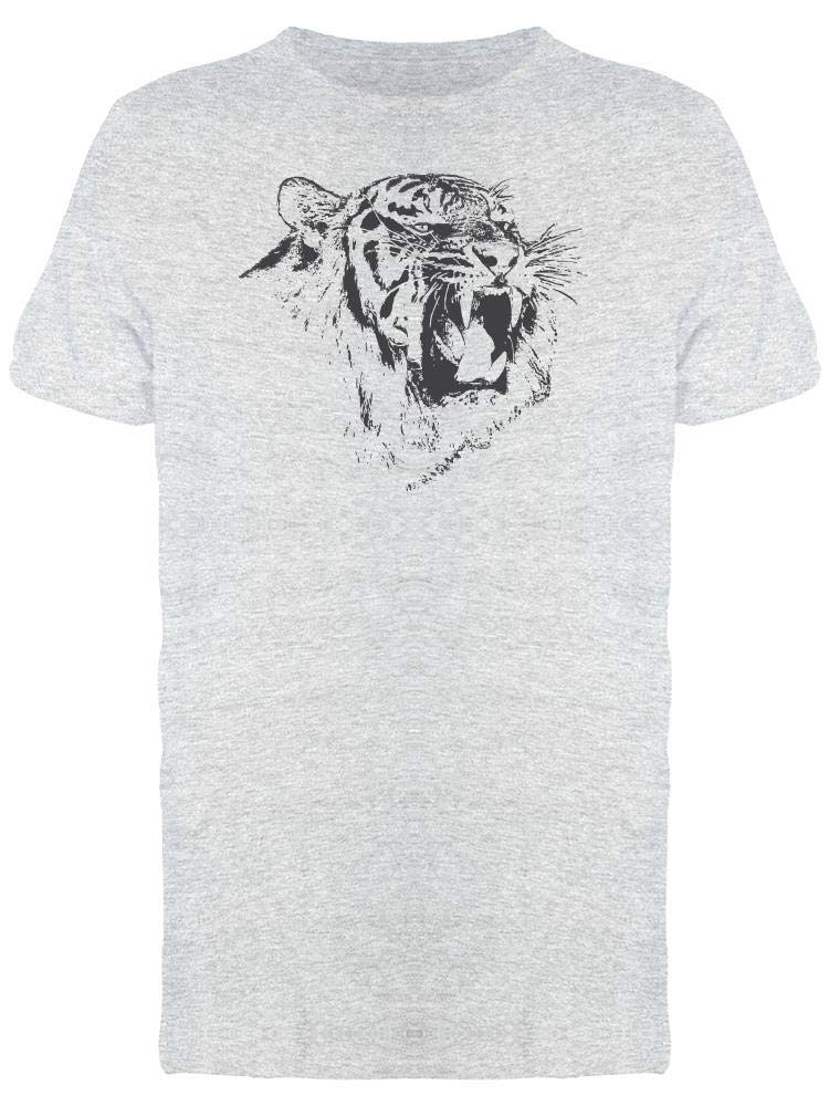 Men's Tiger Growling Hand Drawn Graphic T-Shirt - Cool Animal Print Tee for Casual Wear & Street Style