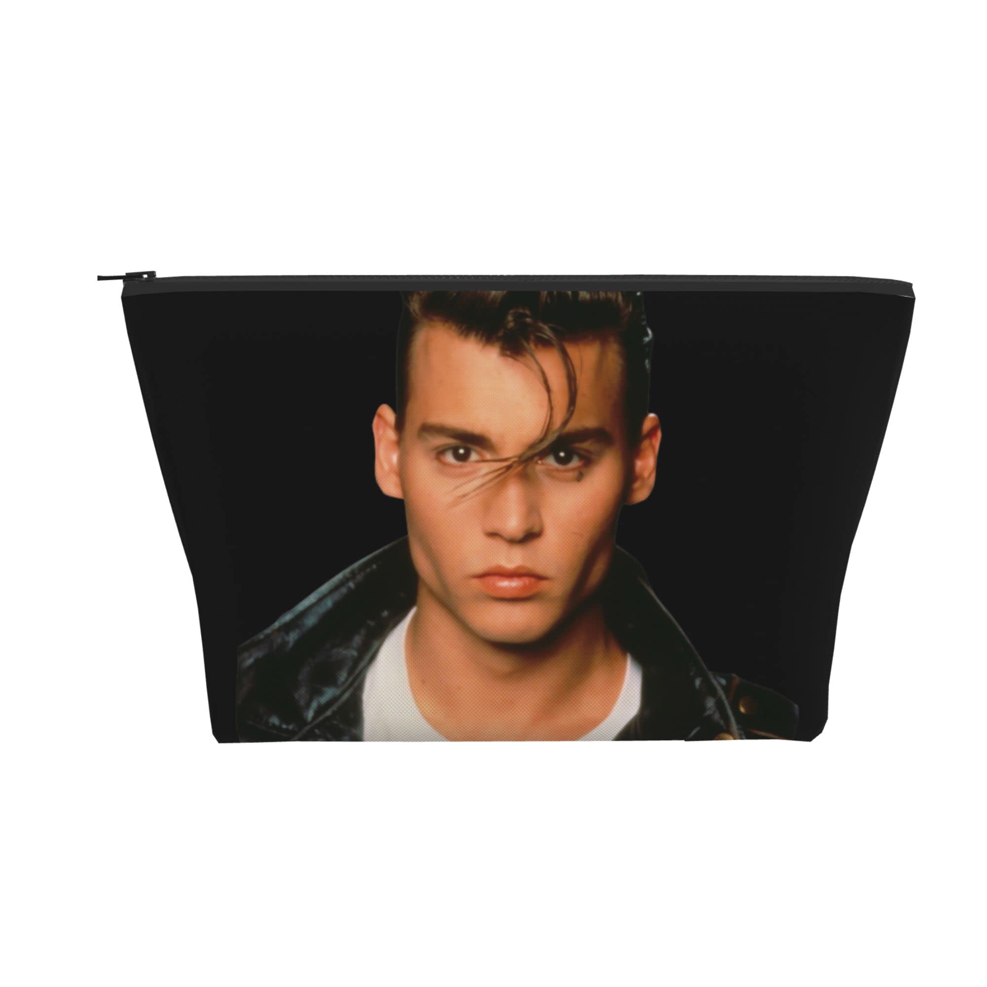 Johnny Depp Makeup Bag - Travel Cosmetic Organizer & Toiletry Storage Pouch for Women | Waterproof Trapezoidal Purse for Makeup Brushes, Pencils, Jewelry | Perfect for Travel, Gym, Beach & Daily Use
