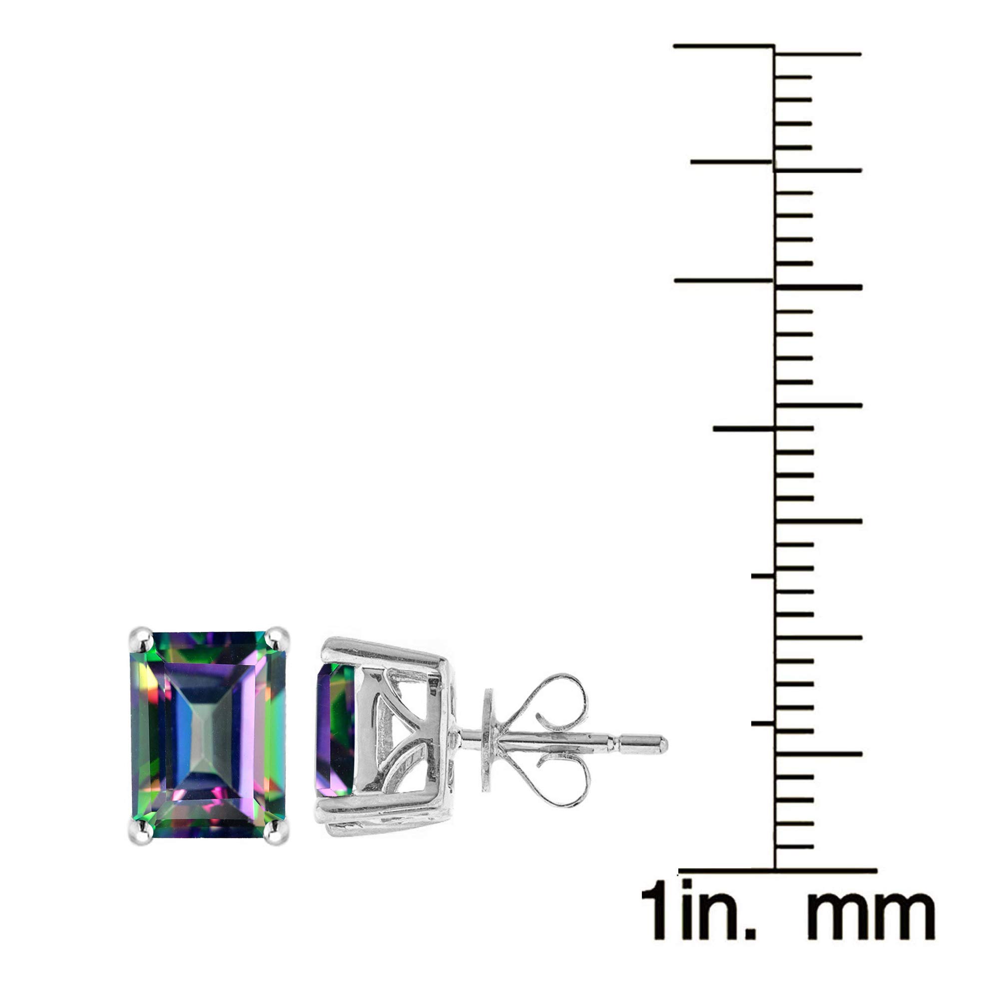 V3Jewelry 925 Sterling Silver Mystic Topaz Stud Earrings - December Birthstone Octagon Shape Earrings for Women - Perfect Birthday Gift, Anniversary Present & Everyday Wear Jewelry