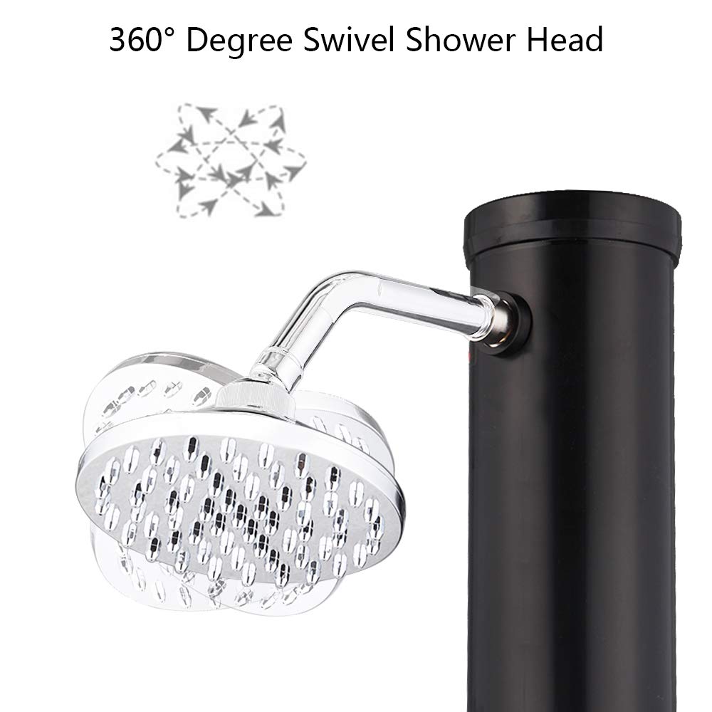 VINGLI 5.5 Gallon Solar Outdoor Shower - Portable Camping Shower with Adjustable Shower Head & Foot Tap for Backyard, Poolside, Beach, RV, Hiking - Black (Ideal for Camping, Travel, and Outdoor Adventures)