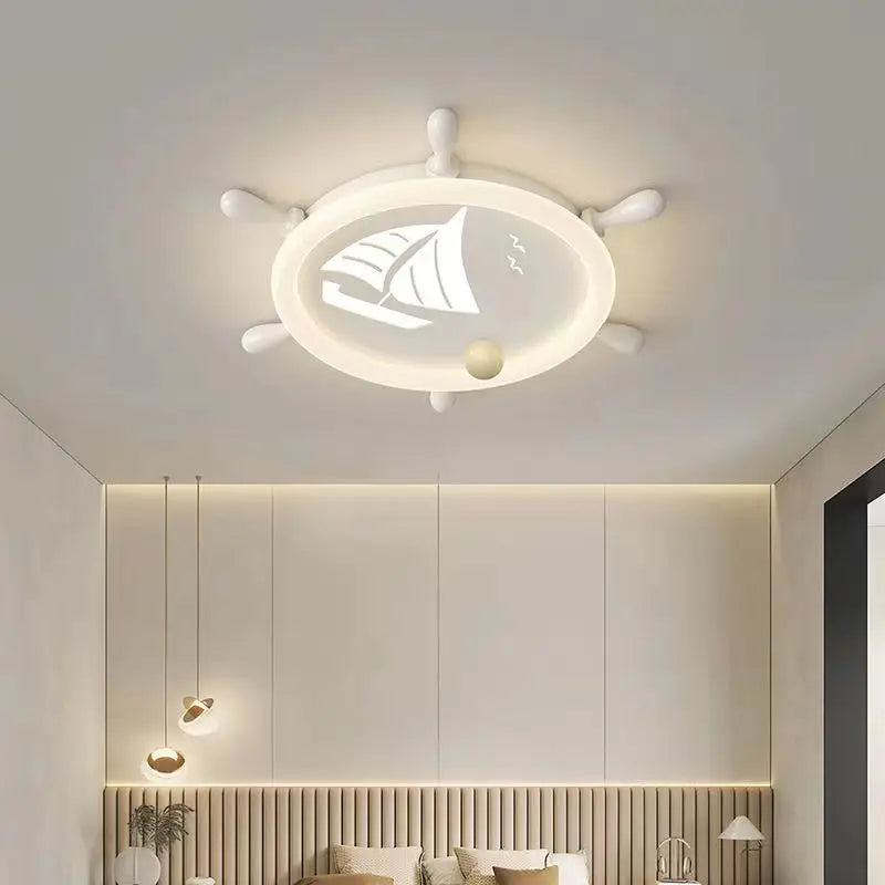 Nautical Ship Wheel Ceiling Light - Kids Room Decor, Pirate Themed Bedroom Lighting for Boys & Girls - Perfect for Themed Bedrooms, Playrooms, and Nautical Nurseries