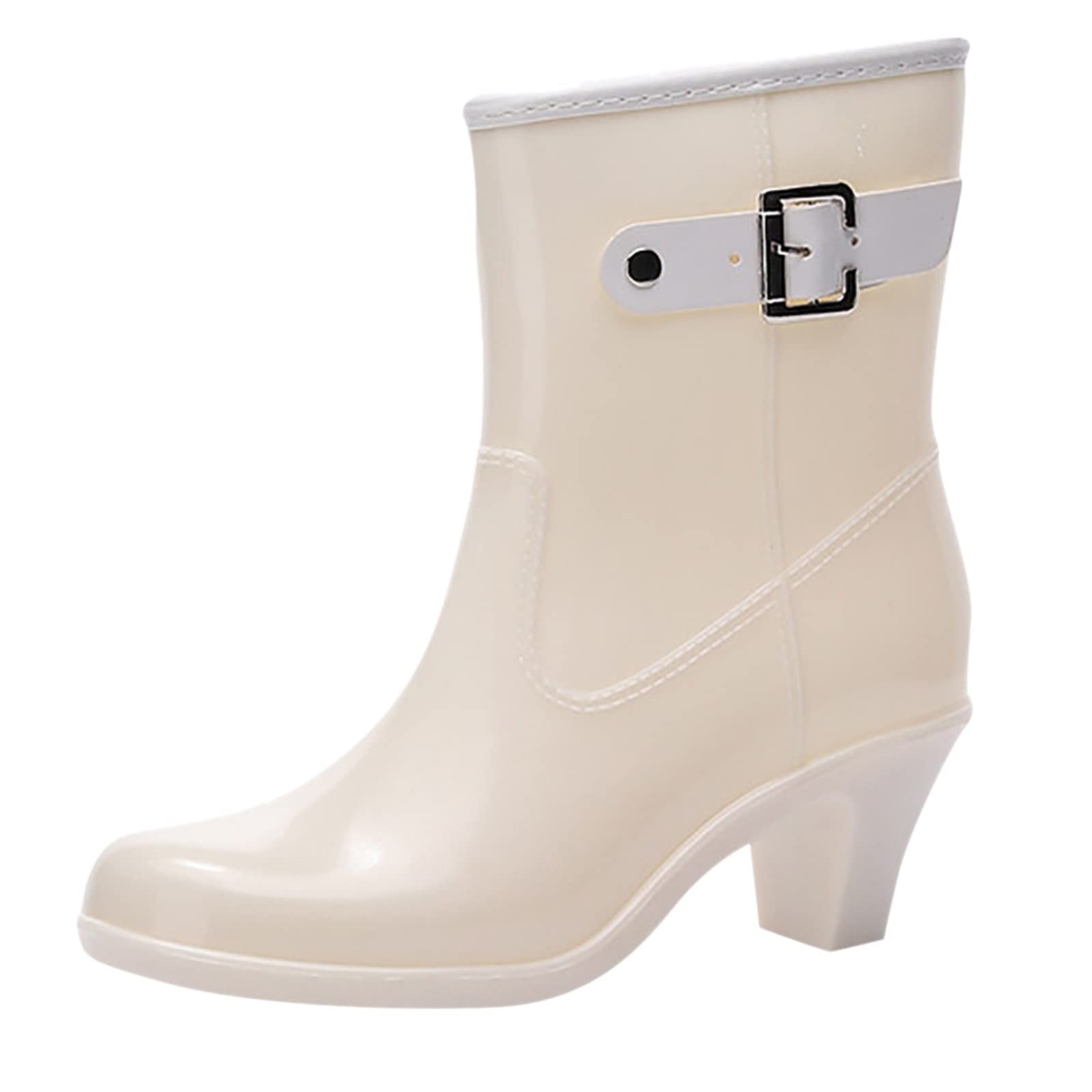 Waterproof Women's Rain Boots - Non-Slip Mid Calf Rubber Boots for Outdoor, Punk Style Fashion | Perfect for Hiking, Gardening & Wet Weather Wear
