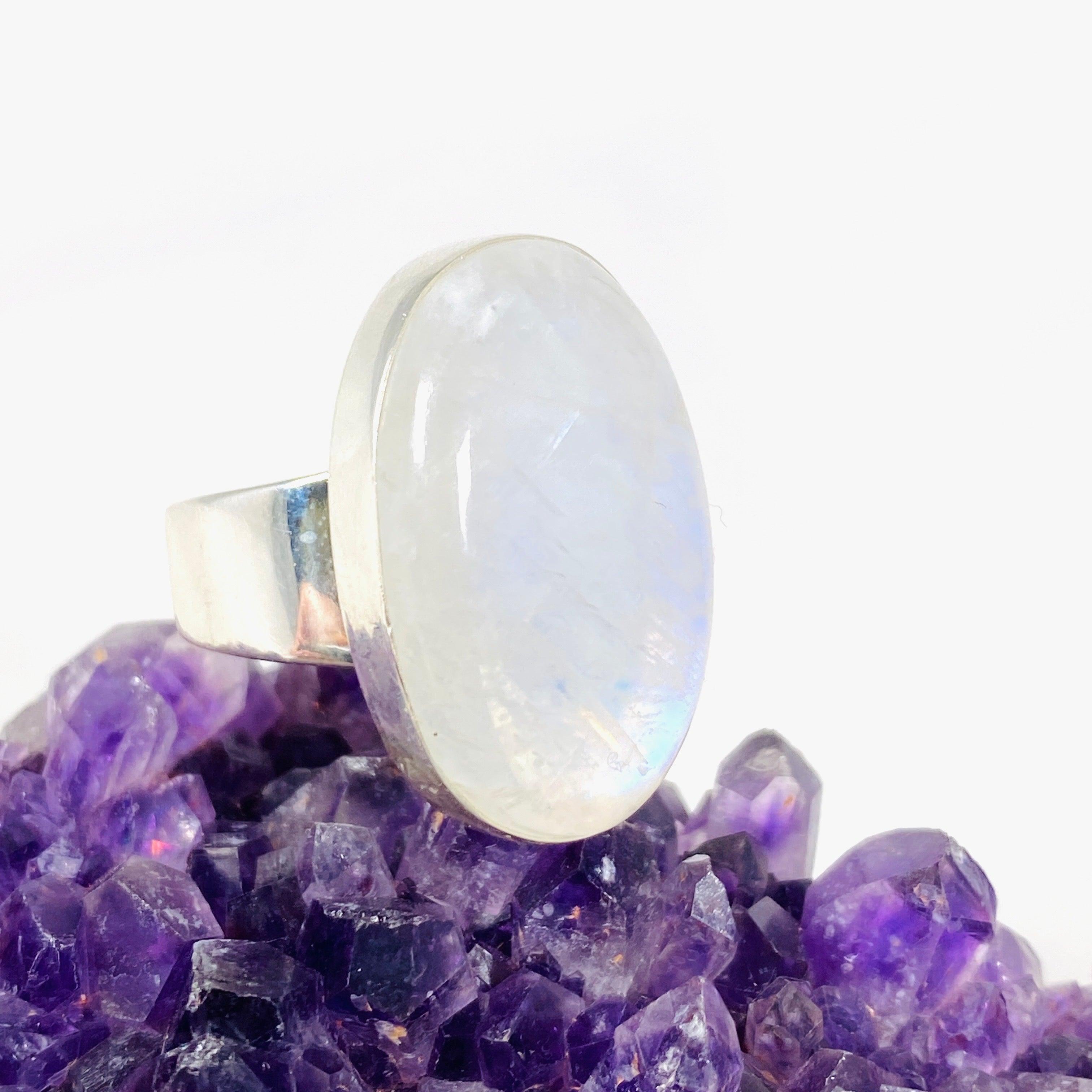 Moonstone Oval Ring Size 9 - Sterling Silver Gemstone Jewelry for Women | Perfect for Weddings, Parties & Everyday Wear