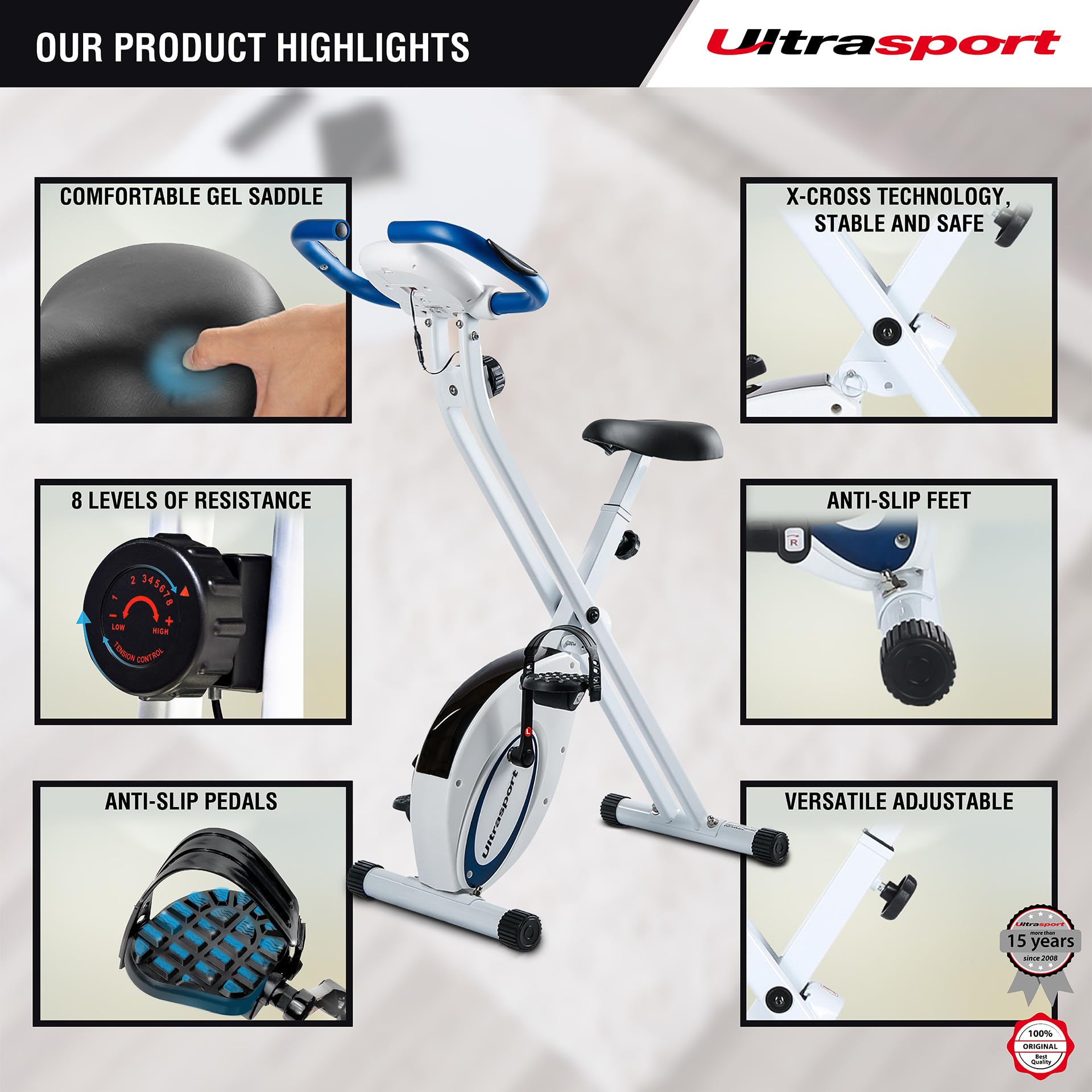 F-Bike Indoor Cycling Bike - Foldable Exercise Bike with LCD Display & Hand Pulse Sensors - Adjustable Resistance Levels - Easy Assembly - Perfect for Home Gym, Cardio Workouts & Senior Fitness