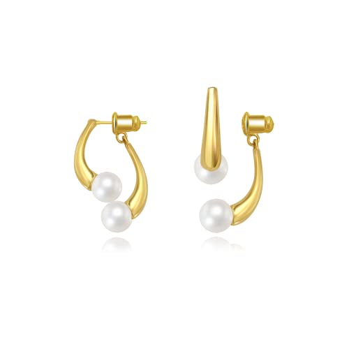 Pearl Cross Curved Earrings