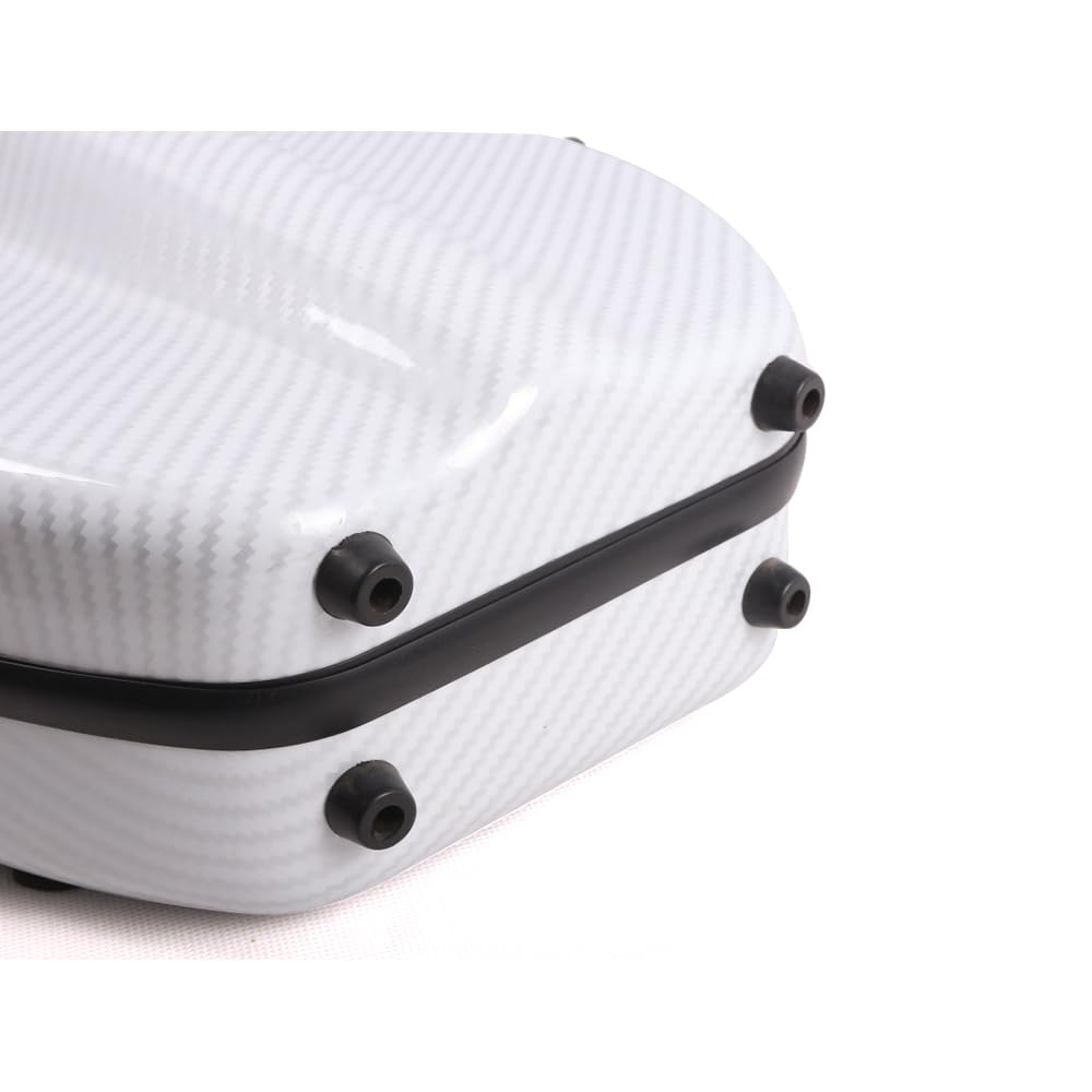 Premium 4/4 Full Size Carbon Fiber Violin Hard Case with Reinforced Handle, Adjustable Back Straps & Plush Interior Padding (White) - Perfect for Professional Musicians, Travel & School Performances