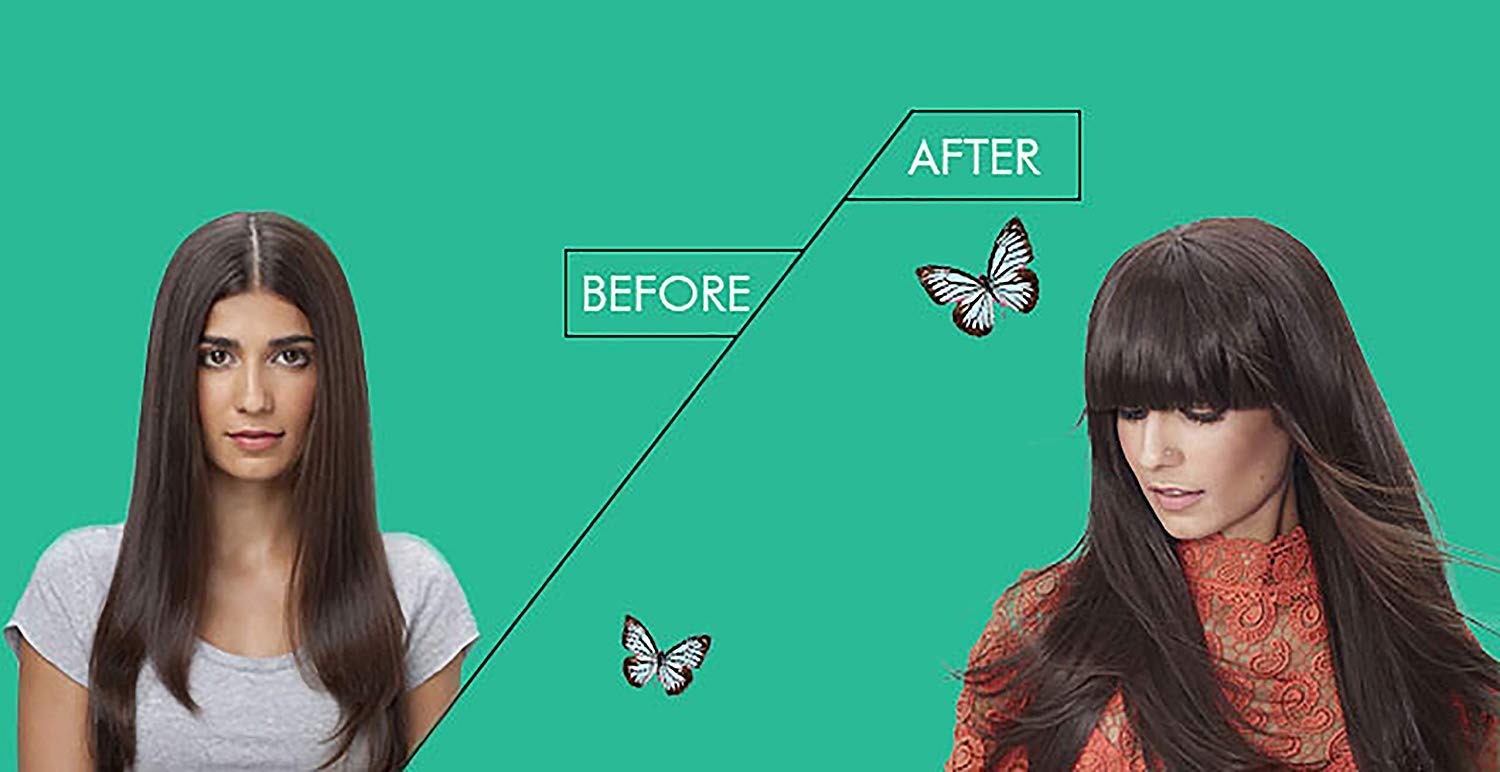 Clip On Synthetic Hair Bangs for Women - Dark Brown Front Fringe Hair Extensions (15g) - Perfect for Daily Wear, Cosplay & Costume Parties