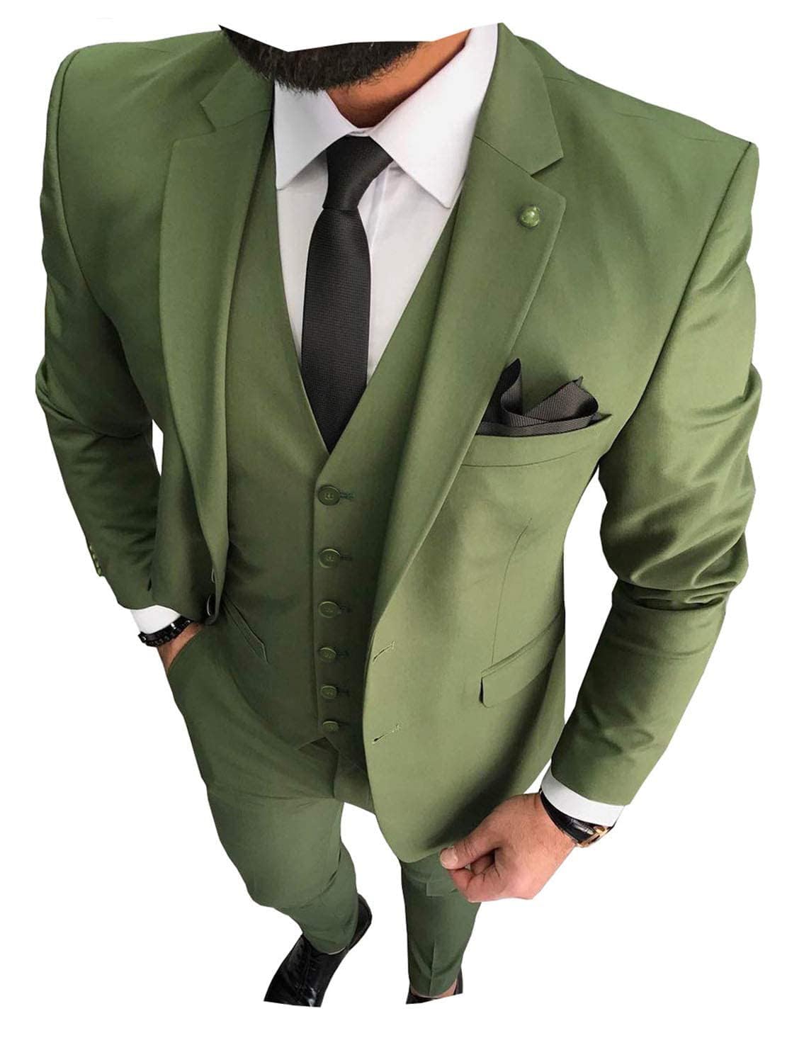 3-Piece Men's Business Suit Set - Notch Lapel Blazer, Formal Pants & Vest for Wedding, Groom, Prom & Office Wear | Classic Tuxedo Style for Special Occasions & Professional Events