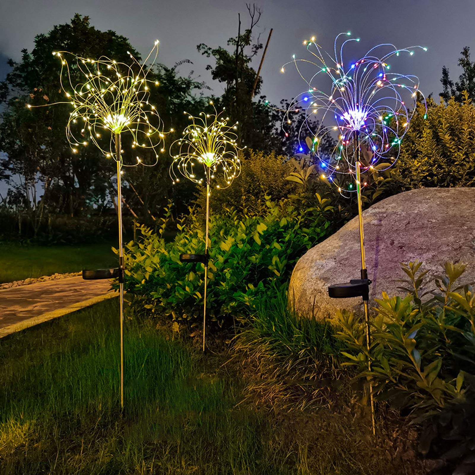 Solar LED Garden Stake Lights - 120-LED Dandelion Tree Lights for Outdoor Decor, Christmas Party, Wedding & Birthday | Waterproof Multicolor Landscape Lighting for Yard, Pathway, Patio & Backyard