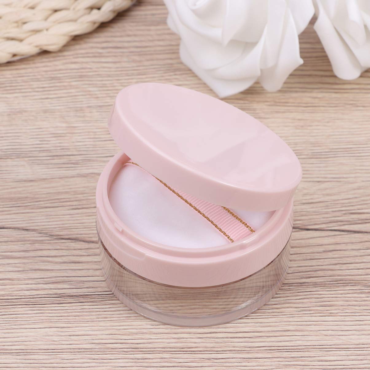 Refillable Empty Loose Powder Container with Puff - Plastic Cosmetic Compact Case with Sifter for Face Powder (Pink) | Perfect for Travel, Makeup Touch-Ups & Professional Makeup Artists