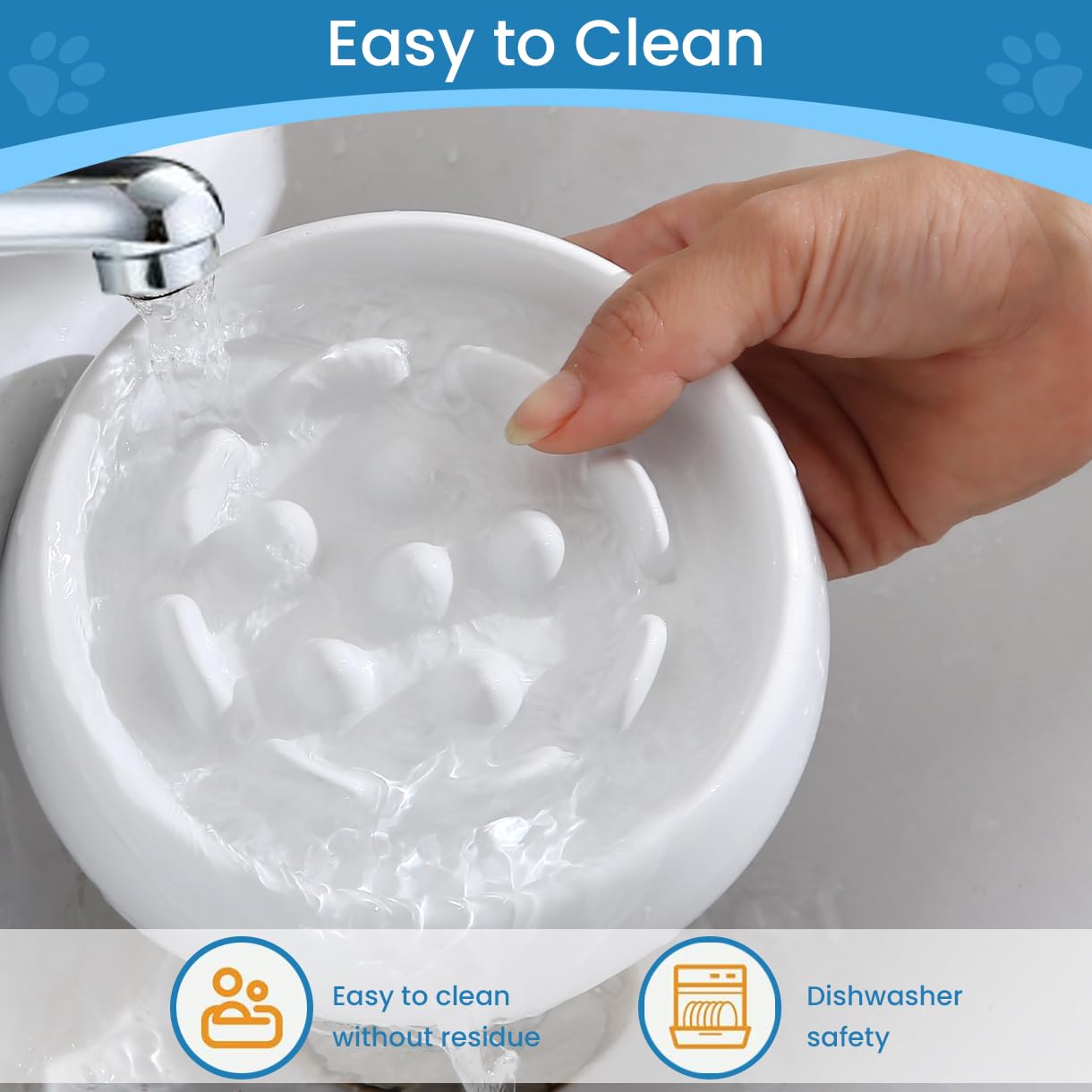 Ceramic Cat Slow Feeder Bowl - Non-Spill Puzzle Feeder with High Edges for Healthy Eating - Perfect for Kittens & Puppies (Dry & Wet Food) - Ideal for Portion Control & Digestion Aid During Mealtime