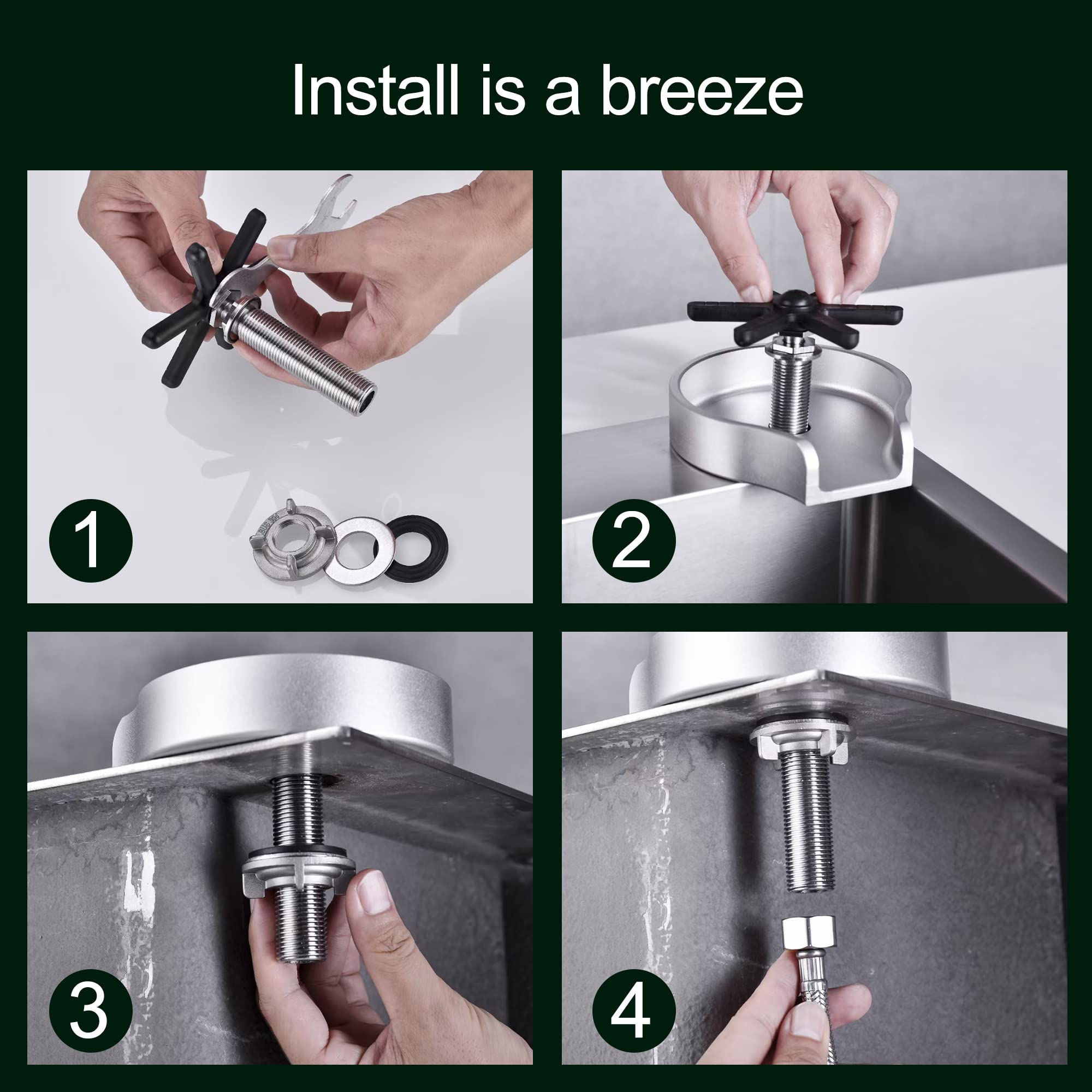 Premium Stainless Steel Glass Rinser for Kitchen Sink - Heavy Duty Cup & Bottle Washer with Metal Base | Bar, Restaurant & Home Use (Silver Finish)